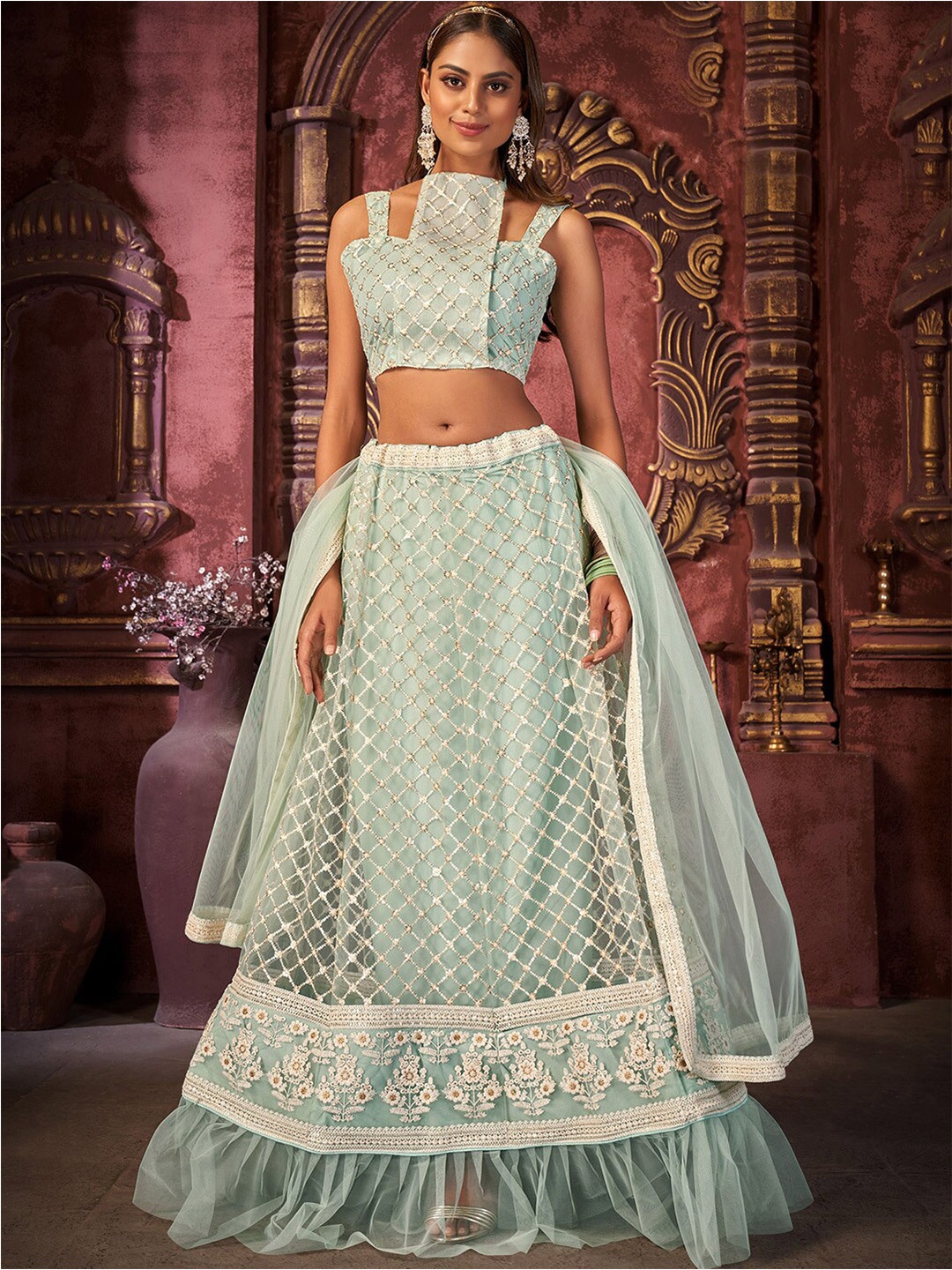 Satrani Blue & White Embroidered Semi-Stitched Lehenga & Unstitched Blouse With Dupatta
Satrani Blue & White Embroidered Semi-Stitched Lehenga & Unstitched Blouse With Dupatta