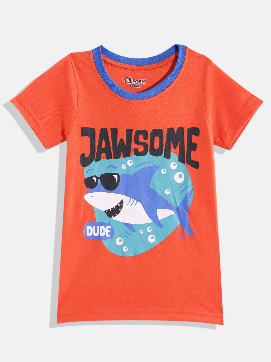 Eteenz Boys Premium Cotton Graphic Printed T-shirt, Orange