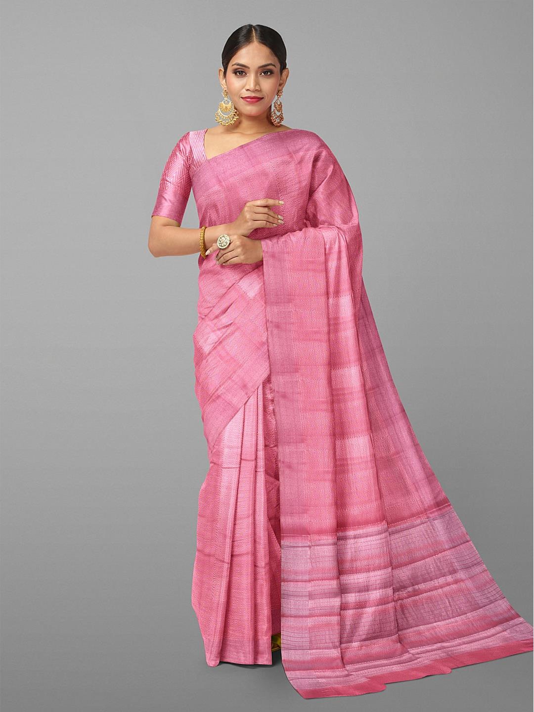 Kalamandir Geometric Woven Design Saree, Pink
