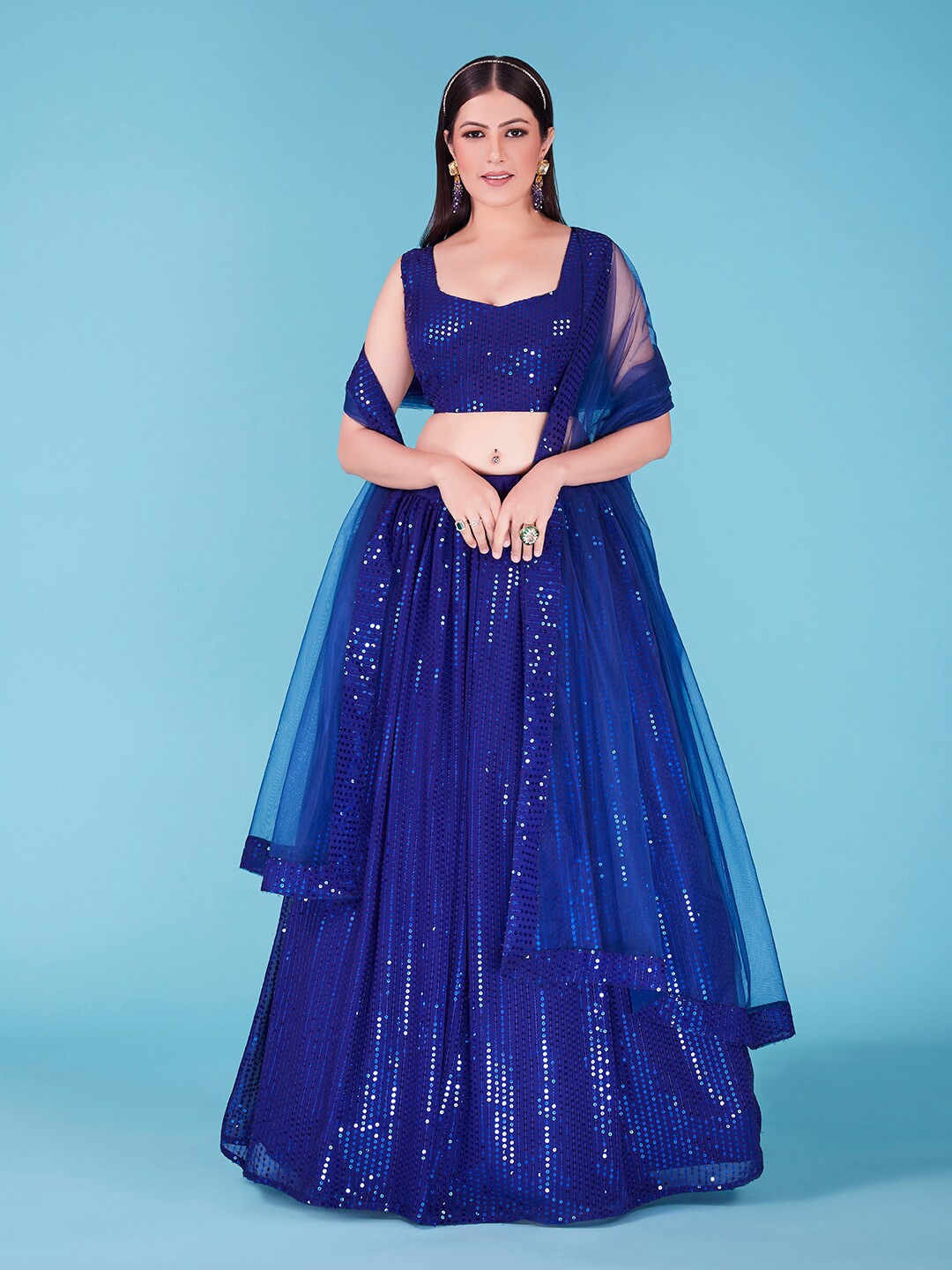 SHOPGARB Embroidered Georgette Semi-Stitched Lehenga & Unstitched Blouse With Dupatta, Navy blue
SHOPGARB Embroidered Georgette Semi-Stitched Lehenga & Unstitched Blouse With Dupatta, Navy blue