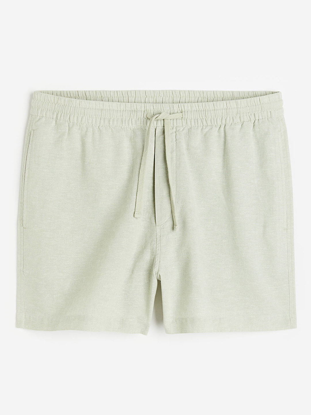 H&M Men Regular Fit Linen-Blend Shorts, Green