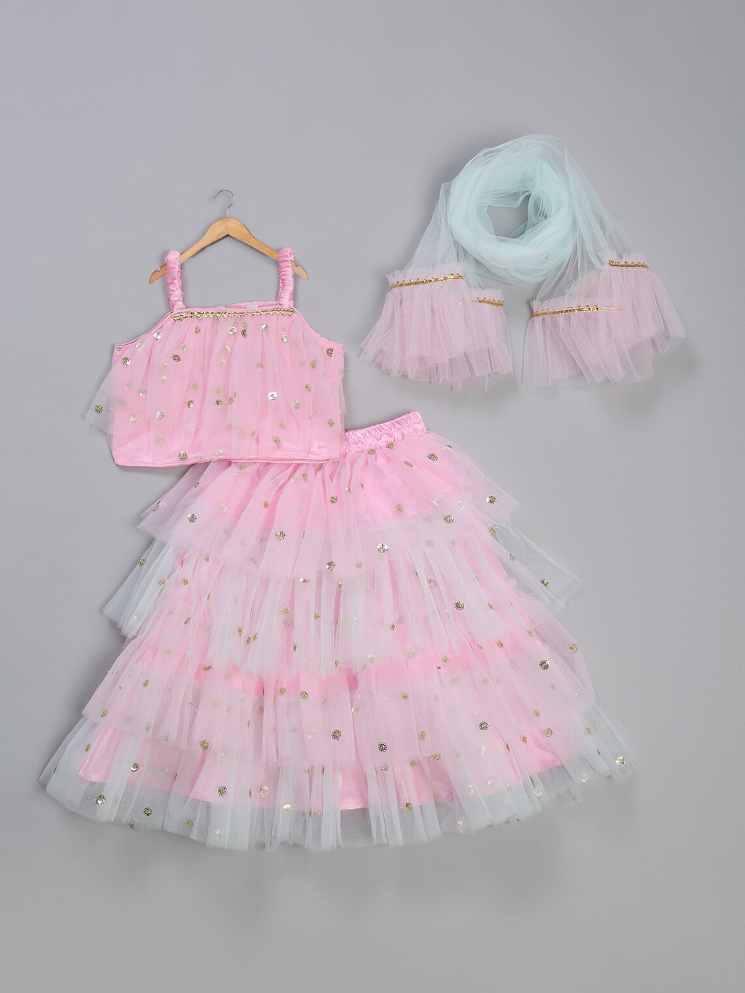 SAKA DESIGNS Girls Embellished Sequinned Ready to Wear Lehenga & Blouse With Dupatta, Pink
SAKA DESIGNS Girls Embellished Sequinned Ready to Wear Lehenga & Blouse With Dupatta, Pink