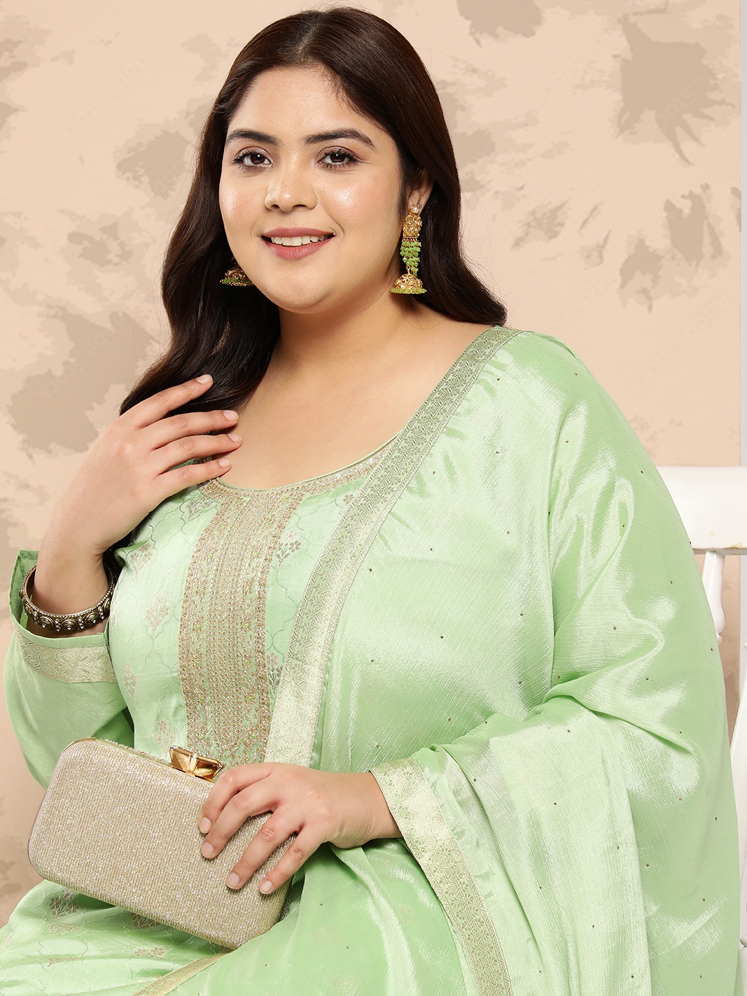 EXTRA LOVE BY LIBAS Plus Size Floral Regular Kurta with Trousers & With Dupatta, Sea green
EXTRA LOVE BY LIBAS Plus Size Floral Regular Kurta with Trousers & With Dupatta, Sea green