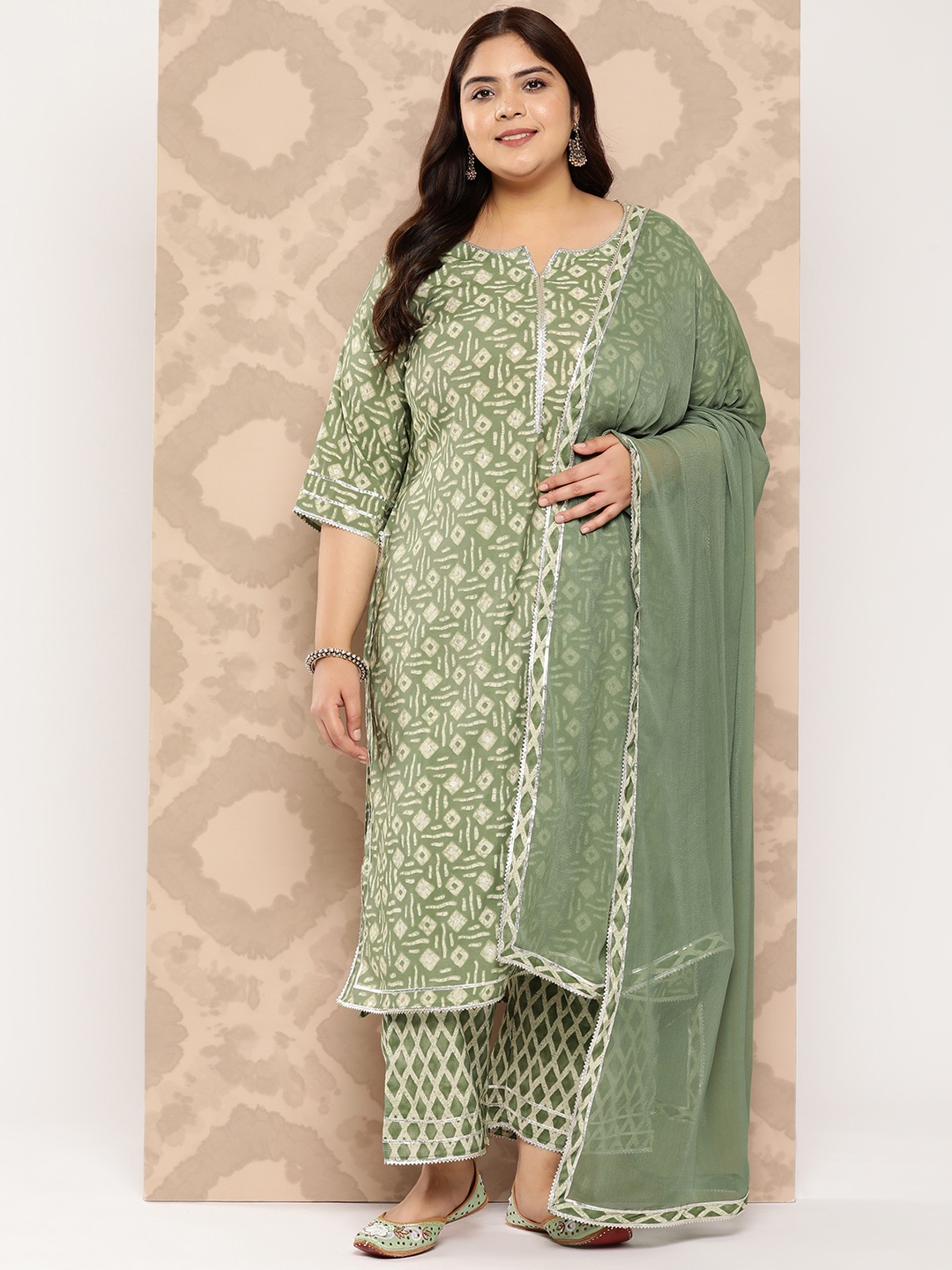 EXTRA LOVE BY LIBAS Plus Size Ethnic Motifs Printed Kurta With Trousers & Dupatta, Green
EXTRA LOVE BY LIBAS Plus Size Ethnic Motifs Printed Kurta With Trousers & Dupatta, Green