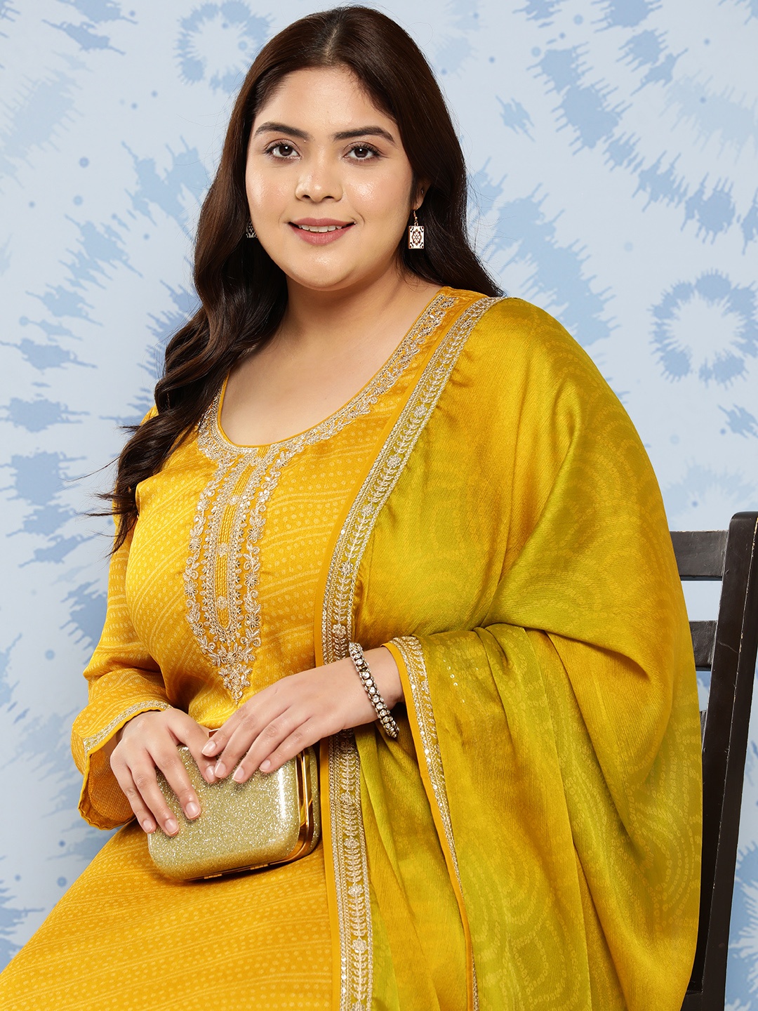 EXTRA LOVE BY LIBAS Plus Size Ethnic Motifs Yoke Design Kurta with Trousers & With Dupatta, Yellow
EXTRA LOVE BY LIBAS Plus Size Ethnic Motifs Yoke Design Kurta with Trousers & With Dupatta, Yellow