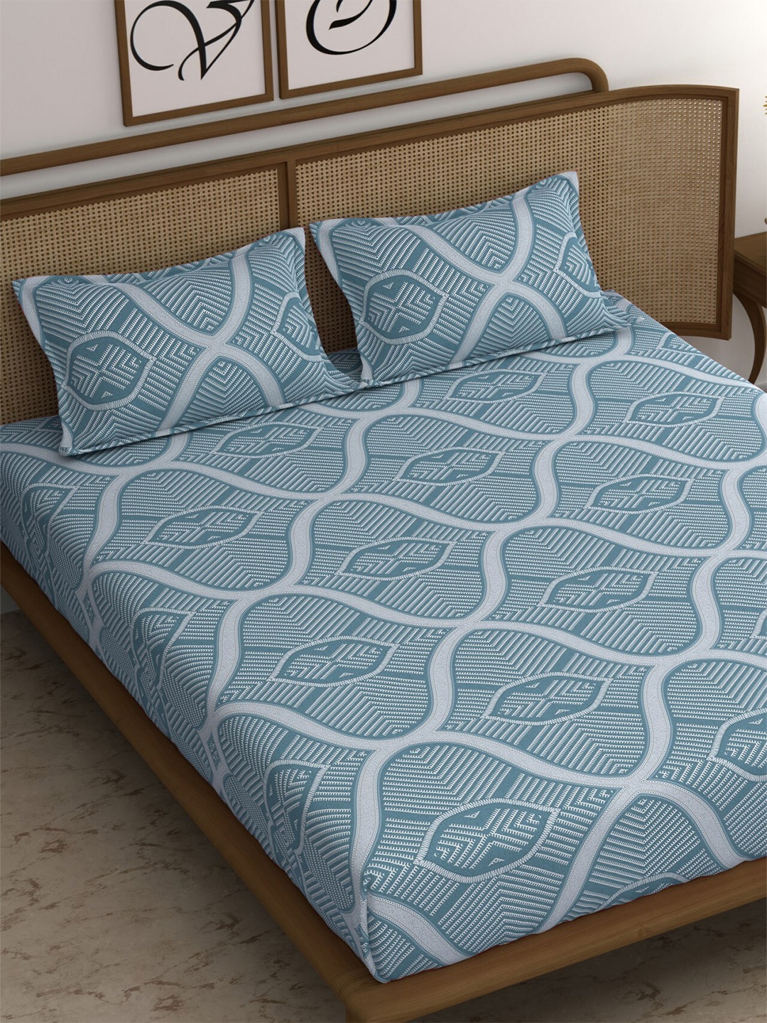 CHHAVI INDIA Blue & White Ethnic Motifs Printed 210 TC King Bedsheet & 2 Pillow Covers
CHHAVI INDIA Blue & White Ethnic Motifs Printed 210 TC King Bedsheet & 2 Pillow Covers