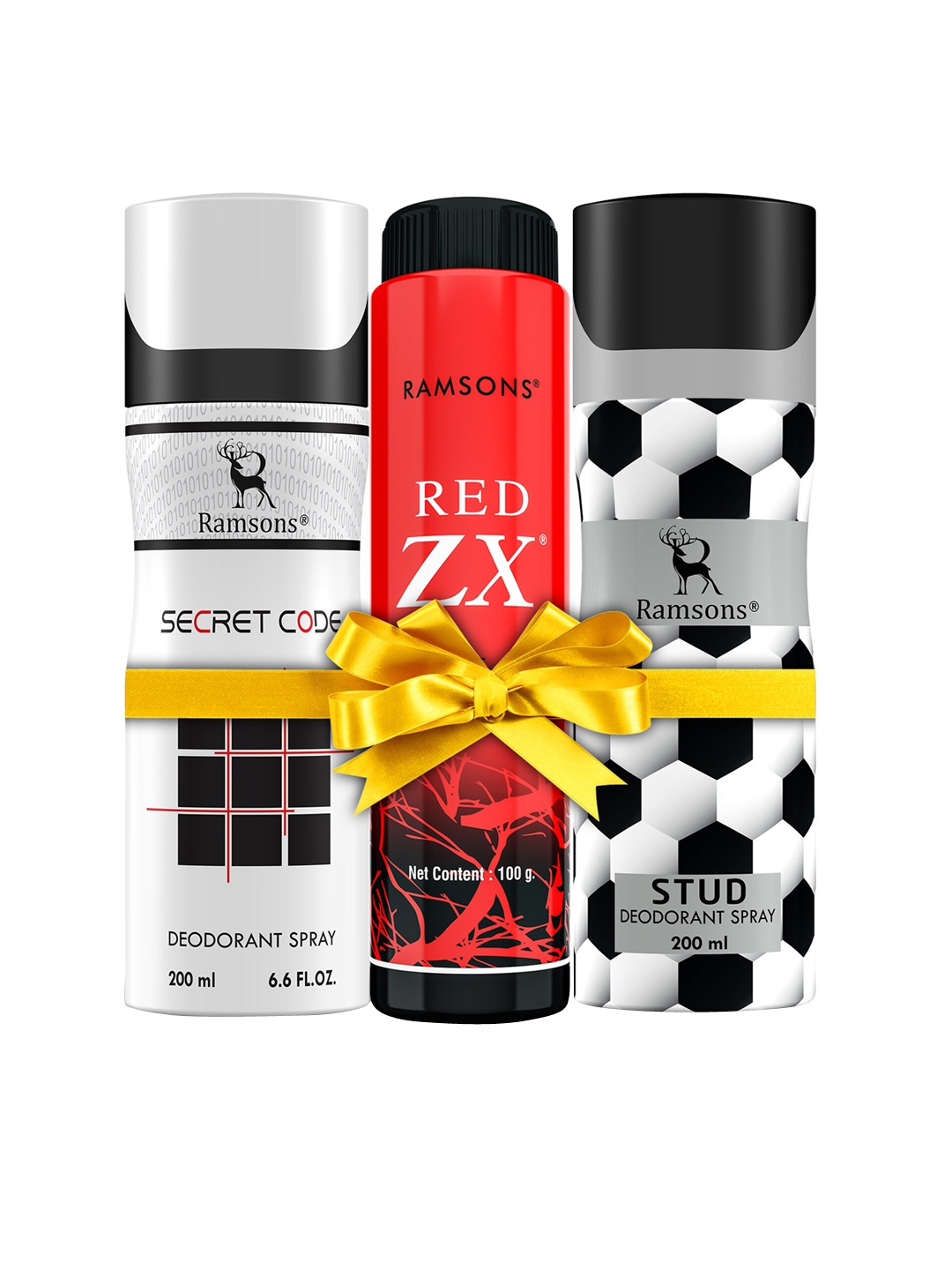 Ramsons Set Of 2 Deodorants 200ml Each - Secret Code & Stud with Red ZX Deo Talc 100g, White
Ramsons Set Of 2 Deodorants 200ml Each - Secret Code & Stud with Red ZX Deo Talc 100g, White
