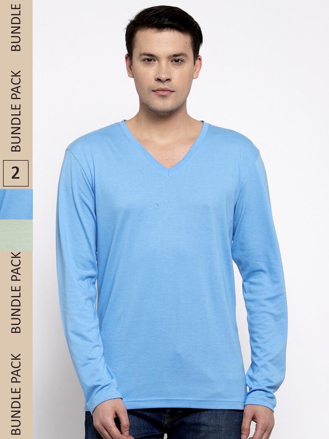 Friskers Pack Of 2 V-Neck Pure Cotton Slim Fit Long Sleeves T-shirts, Turquoise blue
Friskers Pack Of 2 V-Neck Pure Cotton Slim Fit Long Sleeves T-shirts, Turquoise blue