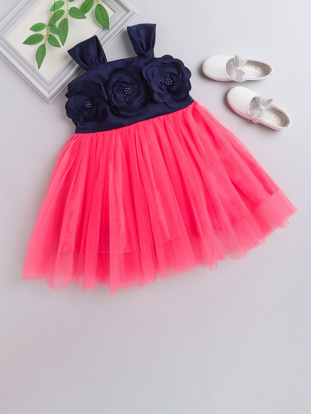 MANY FROCKS & Girls Net Fit & Flare Dress, Blue