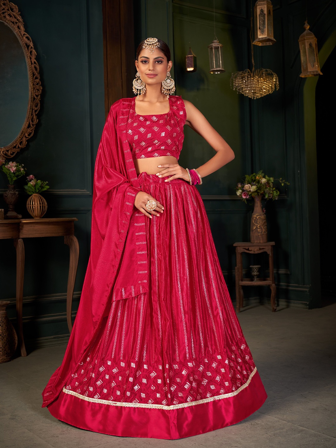 all about you Red Embroidered Sequinned Semi-Stitched Lehenga & Unstitched Blouse With Dupatta
all about you Red Embroidered Sequinned Semi-Stitched Lehenga & Unstitched Blouse With Dupatta
