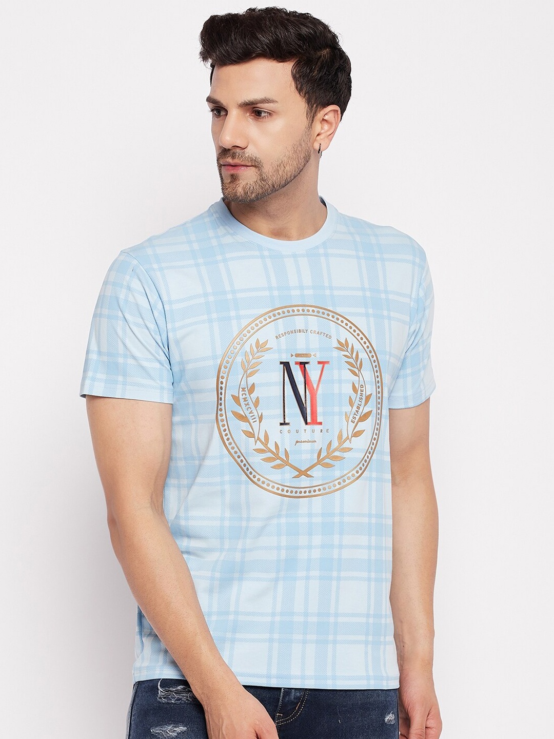 98 Degree North Typography Printed T-shirt, Blue