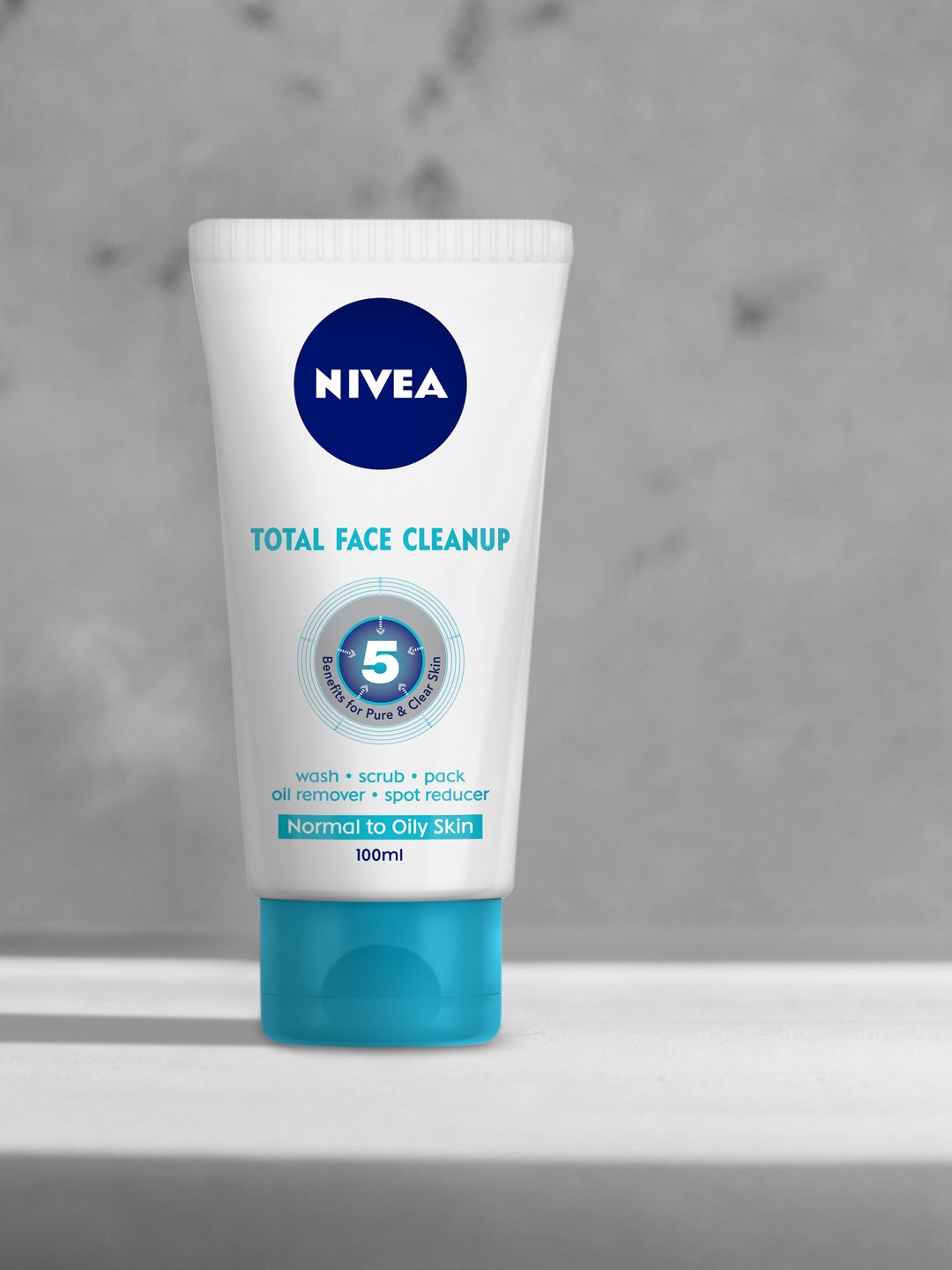 Nivea Total Face Cleanup for Normal to Oily Skin acts as Face Wash, Scrub &Face Pack 100ml, White
Nivea Total Face Cleanup for Normal to Oily Skin acts as Face Wash, Scrub &Face Pack 100ml, White