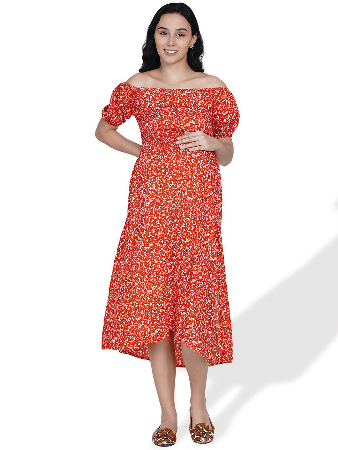 SIDE KNOT Abstract Printed Off-Shoulder Fit & Flare Maternity Midi Dress, Orange
SIDE KNOT Abstract Printed Off-Shoulder Fit & Flare Maternity Midi Dress, Orange
