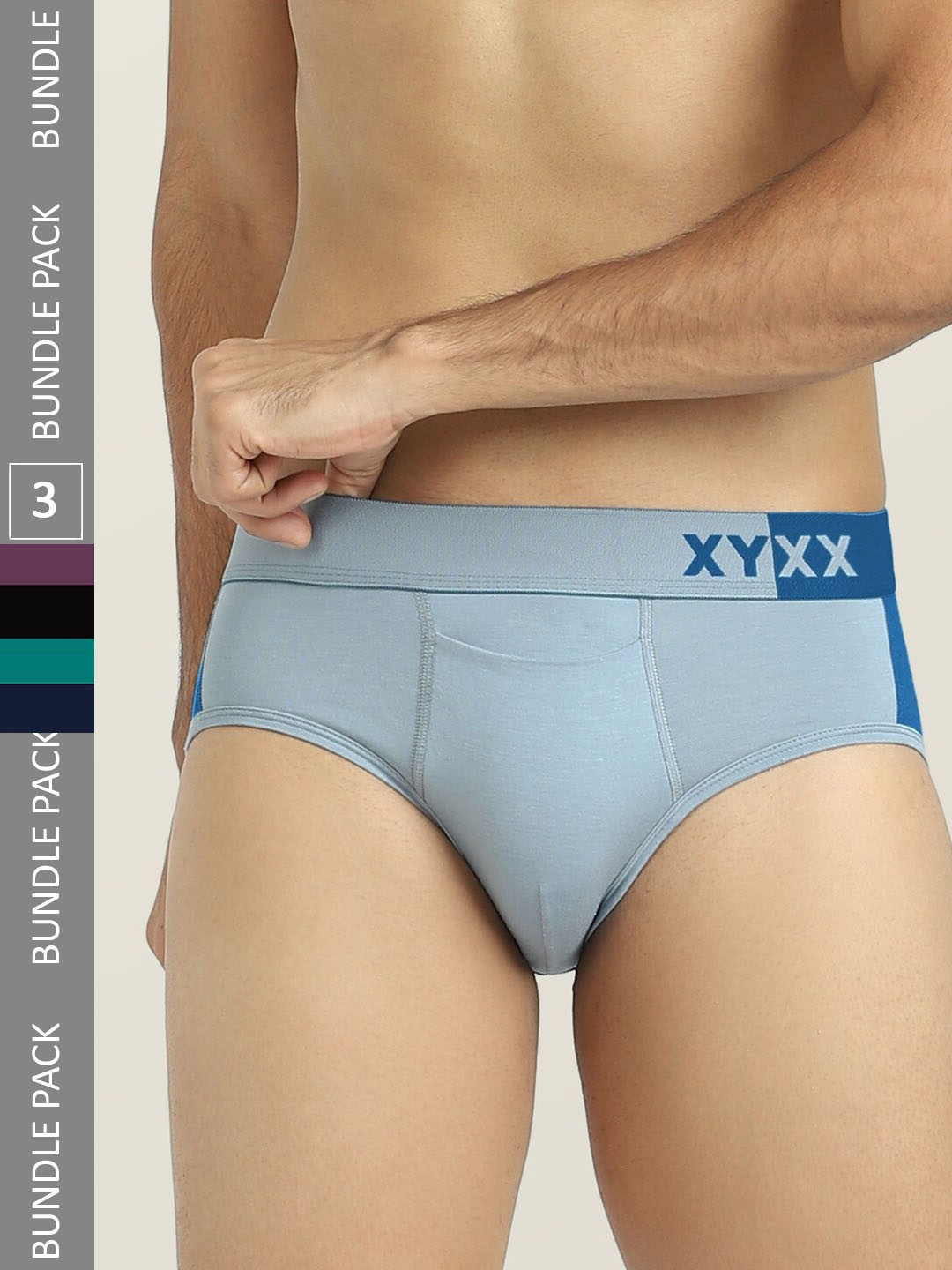 XYXX Men Pack Of 3 Colourblocked IntelliSoft Anti-Microbial Mid-Rise Dualist Briefs, Black
XYXX Men Pack Of 3 Colourblocked IntelliSoft Anti-Microbial Mid-Rise Dualist Briefs, Black