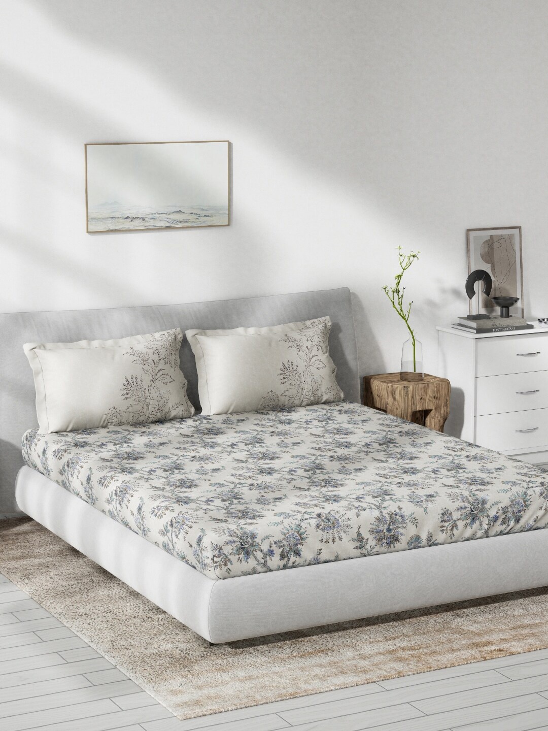DDecor Live Beautiful Cream & Grey Floral 140 TC Queen Bedsheet With 2 Pillow Covers
DDecor Live Beautiful Cream & Grey Floral 140 TC Queen Bedsheet With 2 Pillow Covers
