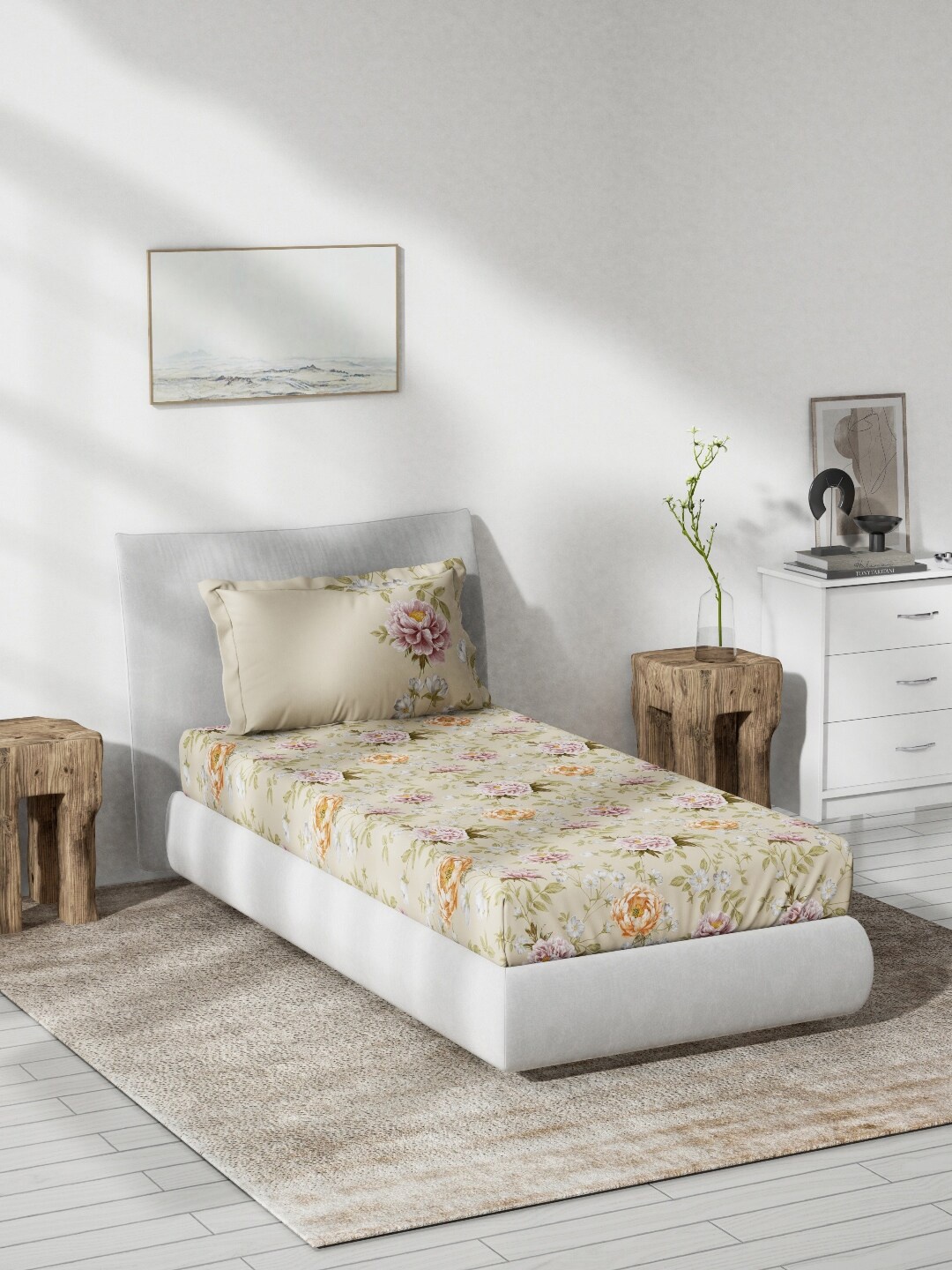 DDecor Live Beautiful Beige & Purple Floral 140 TC Single Bedsheet With 1 Pillow Cover
DDecor Live Beautiful Beige & Purple Floral 140 TC Single Bedsheet With 1 Pillow Cover