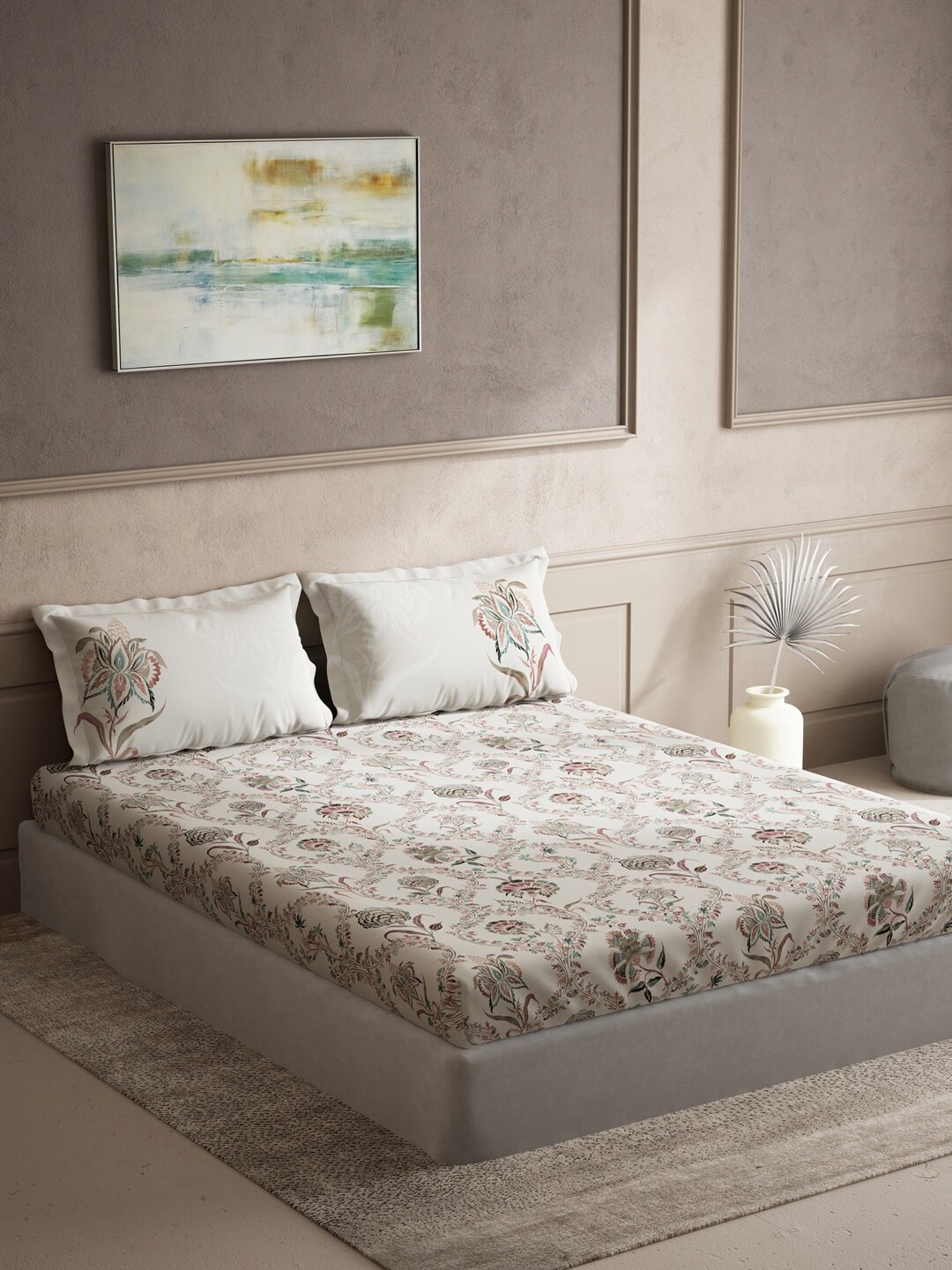 DDecor Live Beautiful Off White & Pink 144 TC Cotton Queen Bedsheet & 2 Pillow Covers
DDecor Live Beautiful Off White & Pink 144 TC Cotton Queen Bedsheet & 2 Pillow Covers