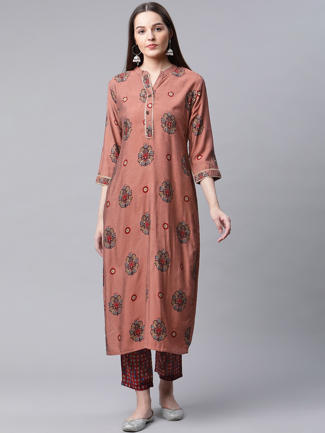 AMIRAS INDIAN ETHNIC WEAR Ethnic Motifs Printed Sequined Linen Kurta with Trousers, Rust
AMIRAS INDIAN ETHNIC WEAR Ethnic Motifs Printed Sequined Linen Kurta with Trousers, Rust