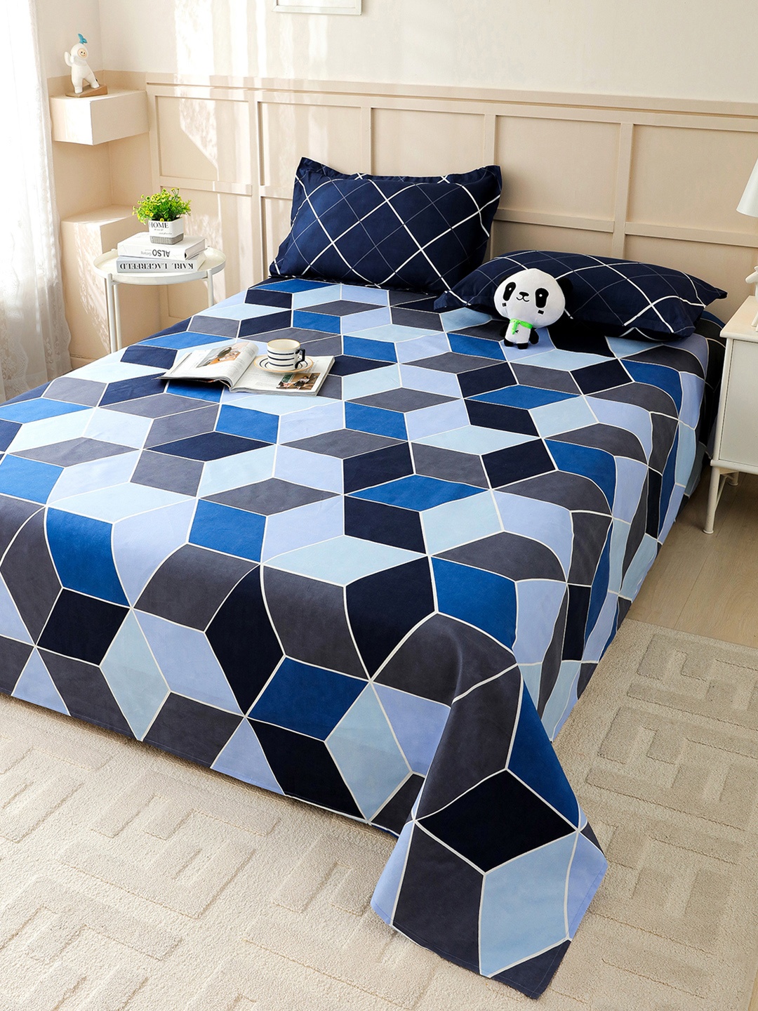 Story@home Arena Blue & Grey Geometric Printed 180 TC Queen Bedsheet & 2 Pillow Covers
Story@home Arena Blue & Grey Geometric Printed 180 TC Queen Bedsheet & 2 Pillow Covers