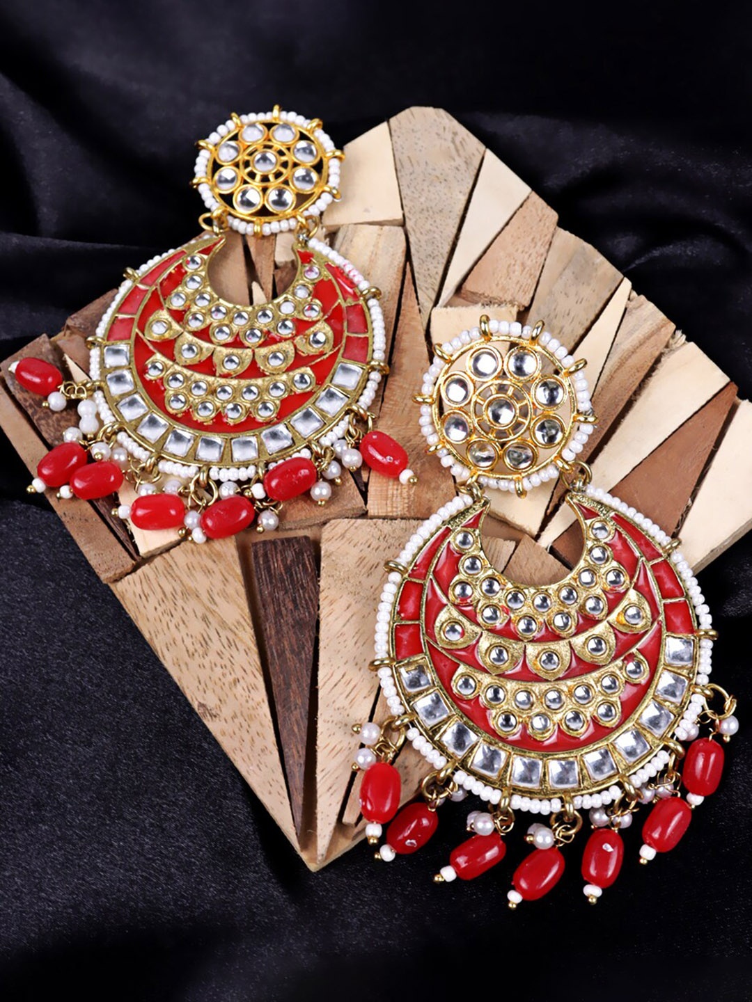 Krelin Crescent Shaped Kundan Artificial Stones & Beads Studded Chandbalis Earrings, Gold
Krelin Crescent Shaped Kundan Artificial Stones & Beads Studded Chandbalis Earrings, Gold