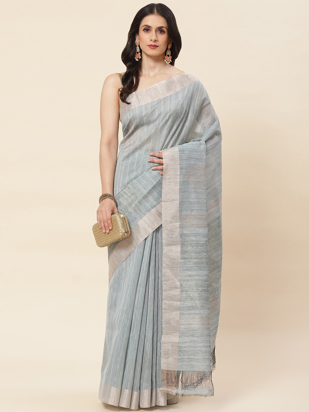 Meena Bazaar Woven Design Zari Saree, Blue 
Meena Bazaar Woven Design Zari Saree, Blue