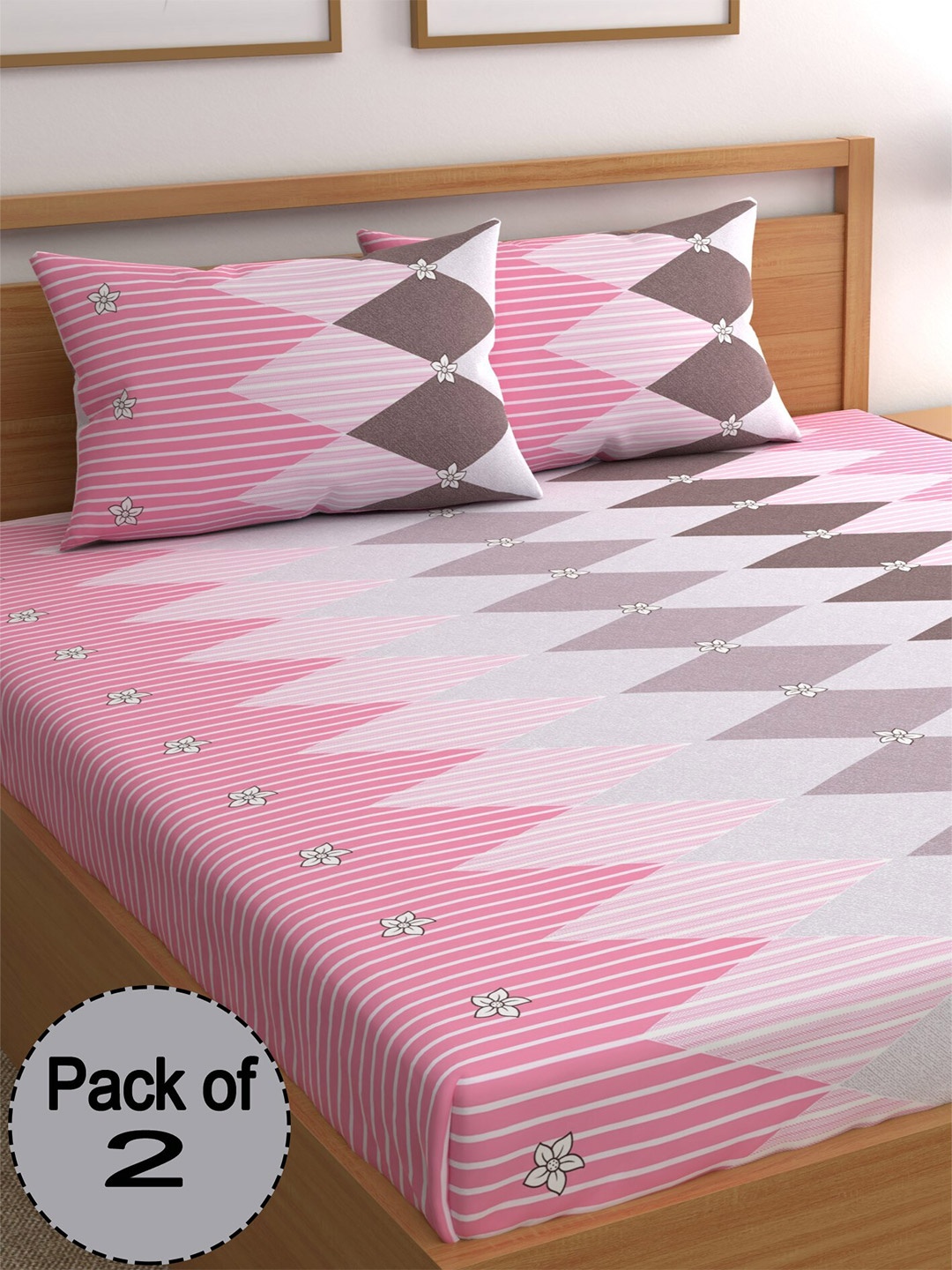 CHHAVI INDIA Pink & White Floral Printed 210 TC 2 Queen Bedsheet & 4 Pillow Covers
CHHAVI INDIA Pink & White Floral Printed 210 TC 2 Queen Bedsheet & 4 Pillow Covers