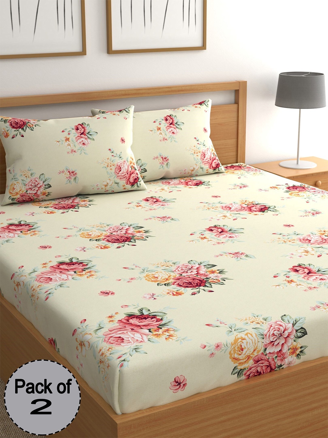 CHHAVI INDIA Peach-Coloured & Red Floral 210 TC 2 Queen Bedsheet with 4 Pillow Covers
CHHAVI INDIA Peach-Coloured & Red Floral 210 TC 2 Queen Bedsheet with 4 Pillow Covers