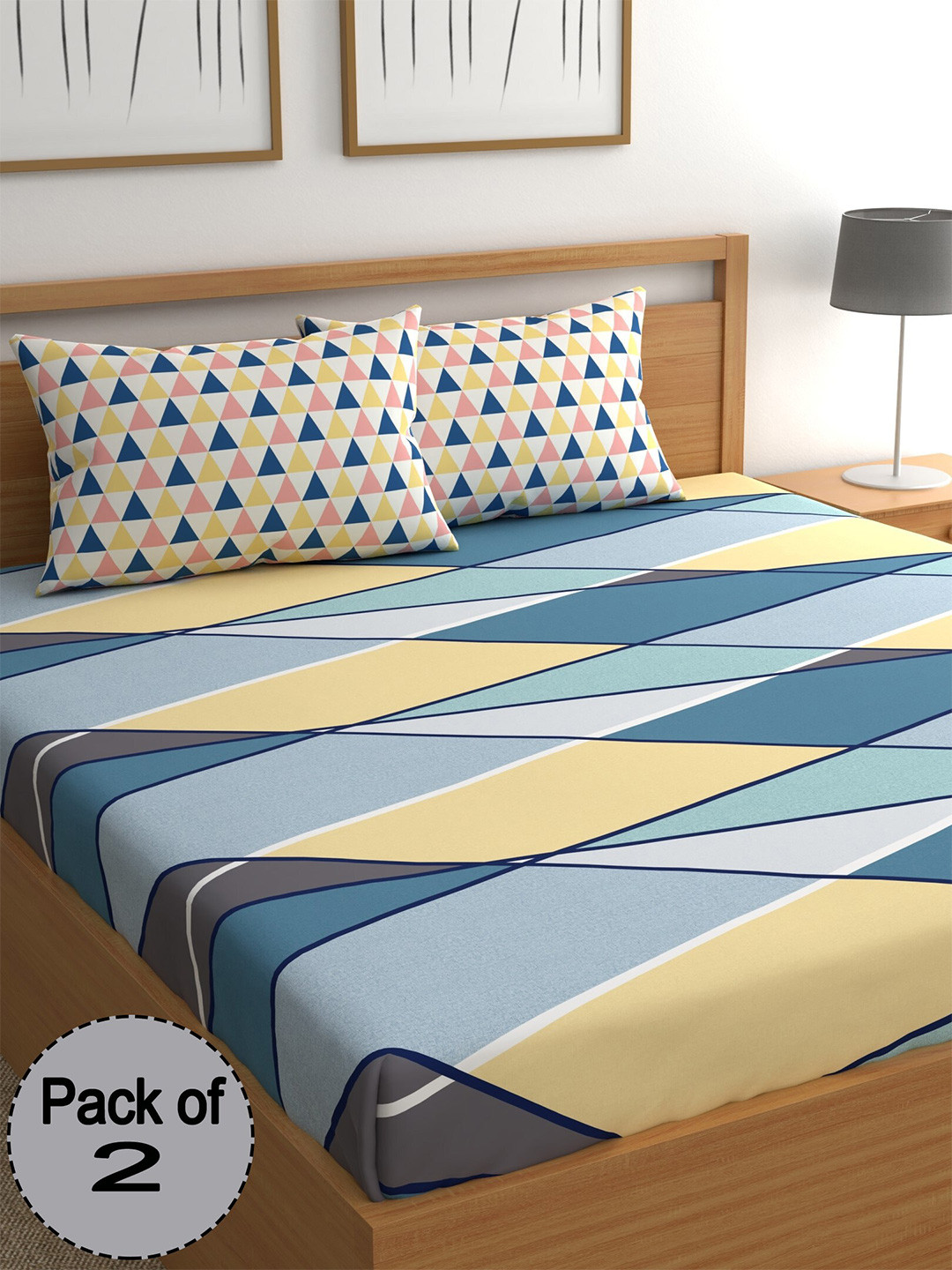 CHHAVI INDIA White & Blue Geometric Printed 210 TC 2 Queen Bedsheet & 4 Pillow Covers
CHHAVI INDIA White & Blue Geometric Printed 210 TC 2 Queen Bedsheet & 4 Pillow Covers
