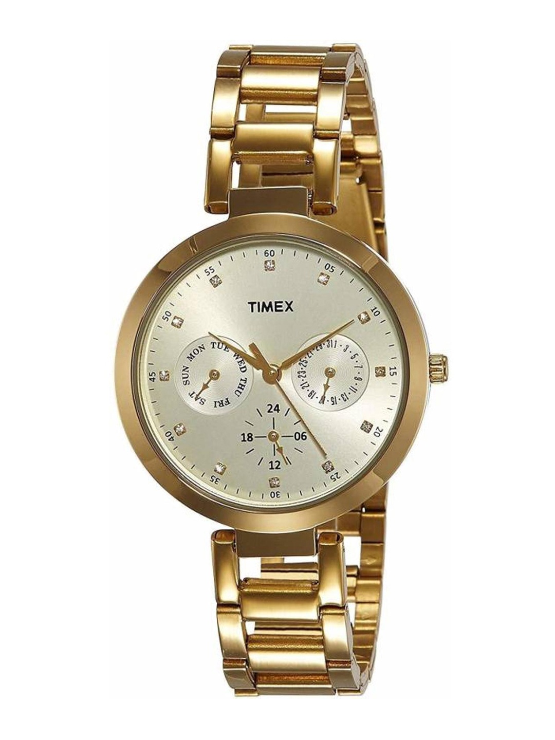 Timex Women Embellished Dial & Stainless Steel Bracelet Style Analogue Watch TW000X208, Gold
Timex Women Embellished Dial & Stainless Steel Bracelet Style Analogue Watch TW000X208, Gold