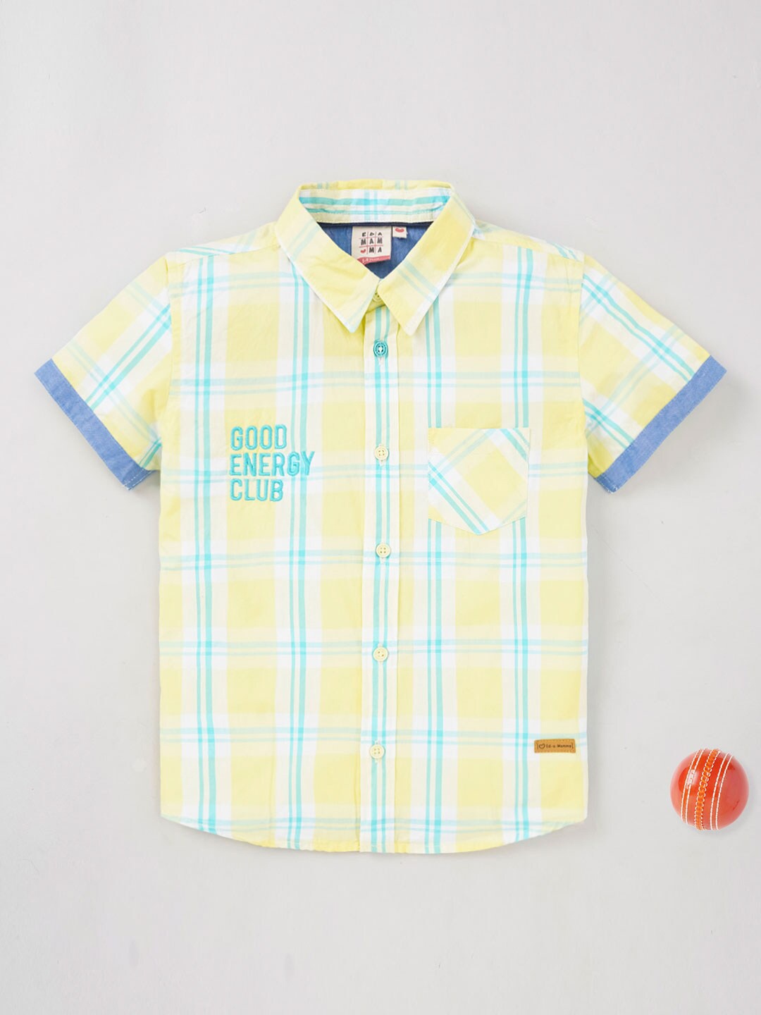 Ed-a-Mamma Boys Checked Spread Collar Short Sleeves Cotton Casual Shirt, Yellow
Ed-a-Mamma Boys Checked Spread Collar Short Sleeves Cotton Casual Shirt, Yellow