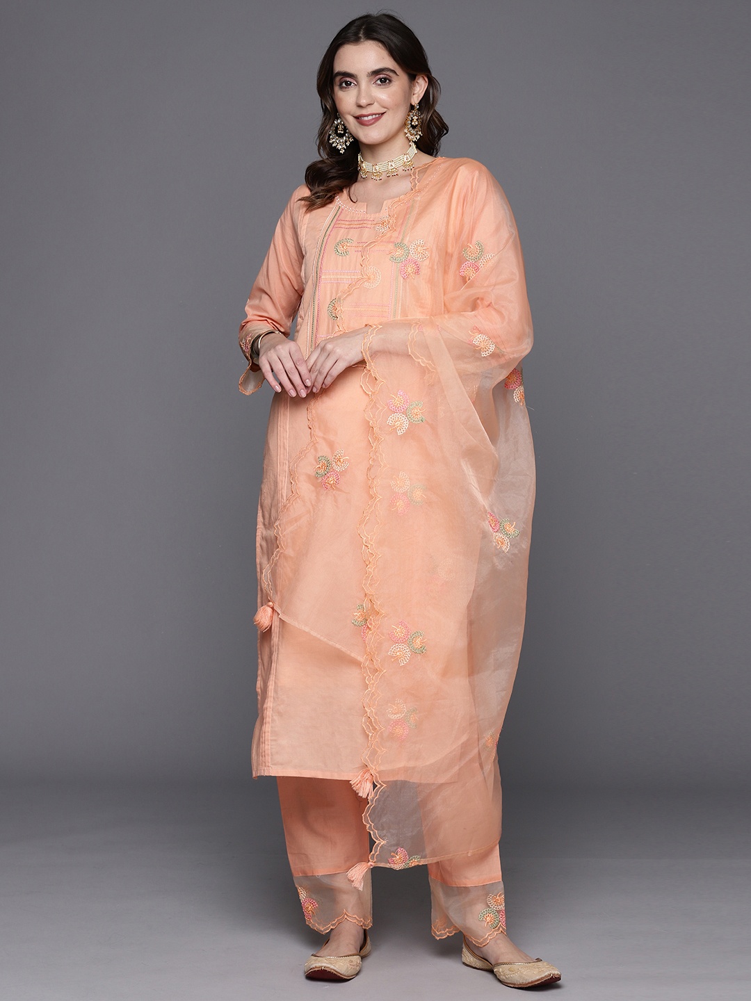 Indo Era Women Ethnic Motifs Embroidered Thread Work Kurta with Trousers & With Dupatta, Orange
Indo Era Women Ethnic Motifs Embroidered Thread Work Kurta with Trousers & With Dupatta, Orange