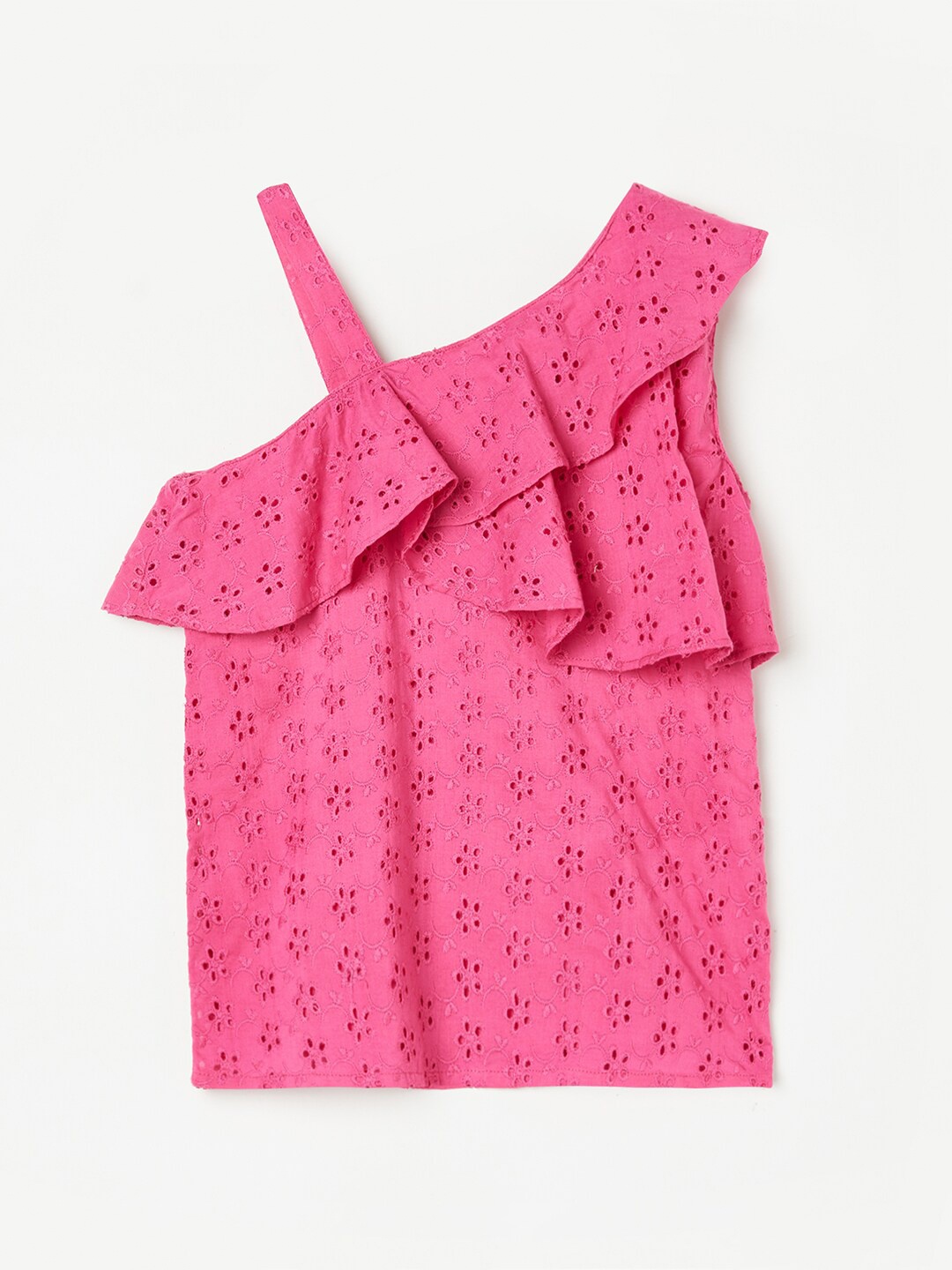 Fame Forever by Lifestyle Girls Shoulder Straps Ruffles Schiffli Pure Cotton Top, Pink
Fame Forever by Lifestyle Girls Shoulder Straps Ruffles Schiffli Pure Cotton Top, Pink