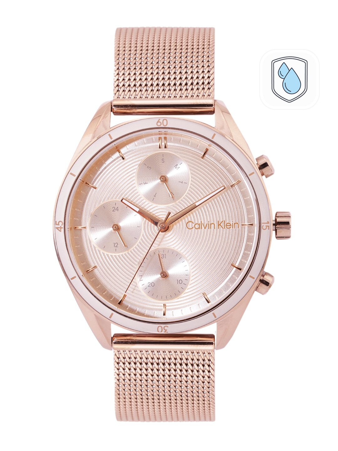 Calvin Klein Women Sport Textured Stainless Steel Multi Function Analogue Watch 25200175, Pink
Calvin Klein Women Sport Textured Stainless Steel Multi Function Analogue Watch 25200175, Pink
