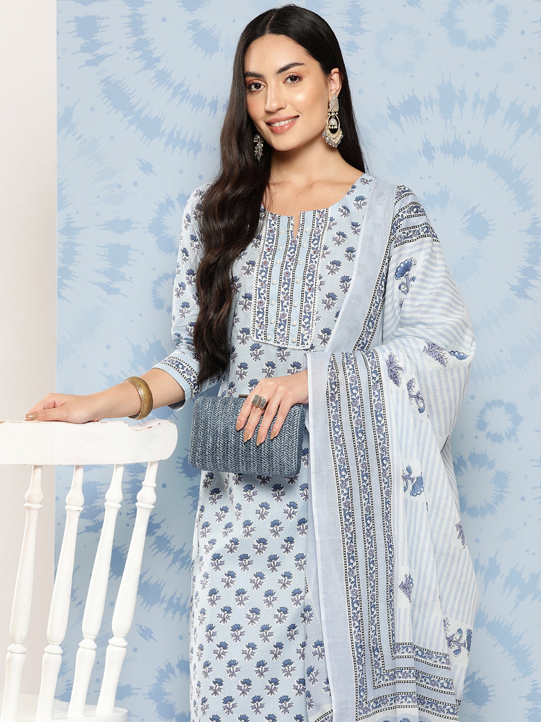 Yufta Women Ethnic Motifs Printed Regular Pure Cotton Kurta with Trousers & With Dupatta, Blue
Yufta Women Ethnic Motifs Printed Regular Pure Cotton Kurta with Trousers & With Dupatta, Blue