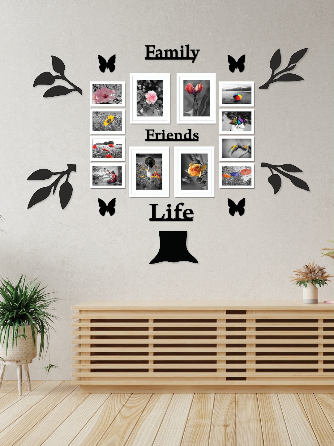 RANDOM White 12 Pieces Photo Frames With Plaque