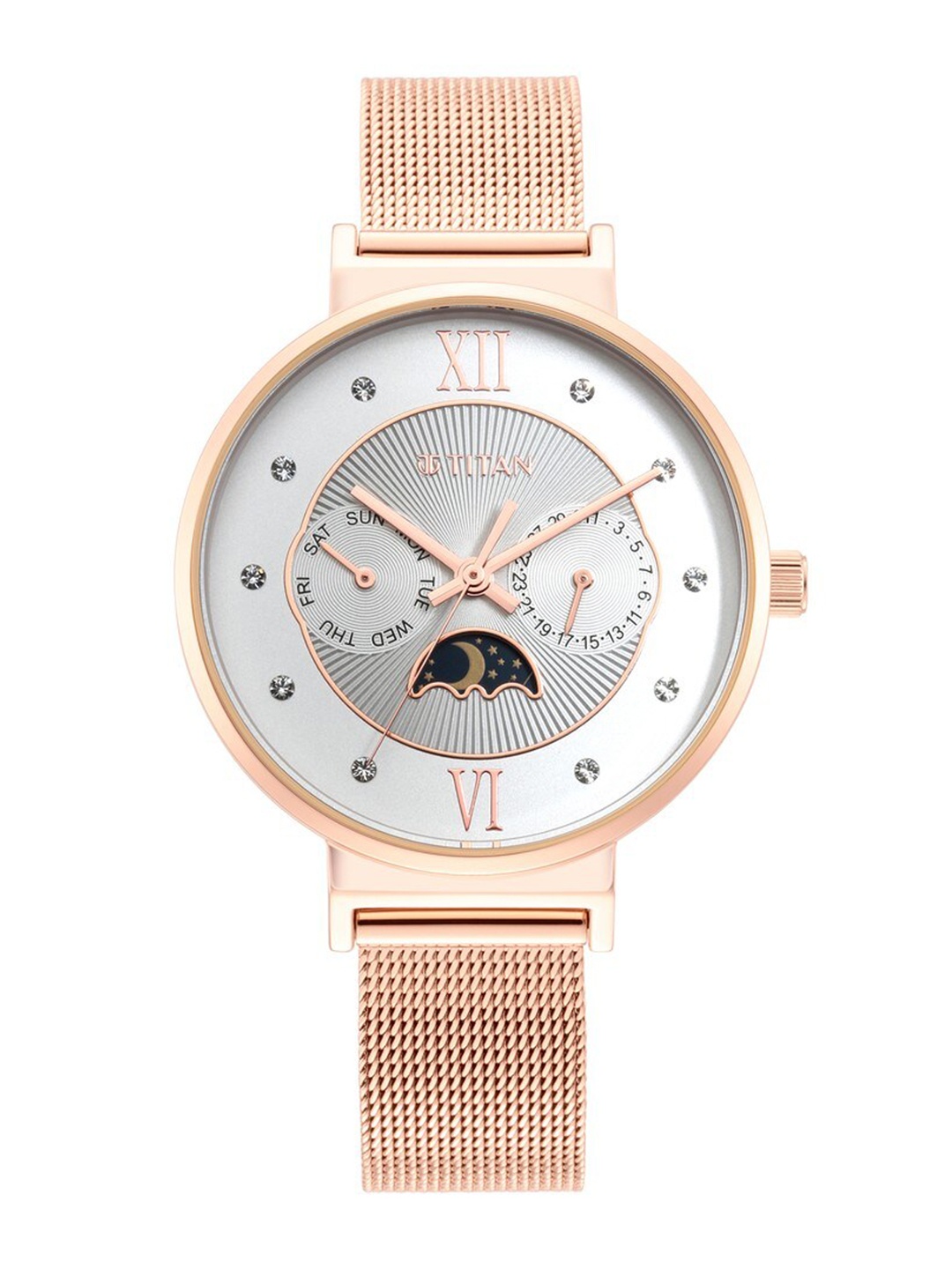 Titan Women Dial & Stainless Steel Straps Analogue Watch NQ95144WM01, Rose gold
Titan Women Dial & Stainless Steel Straps Analogue Watch NQ95144WM01, Rose gold