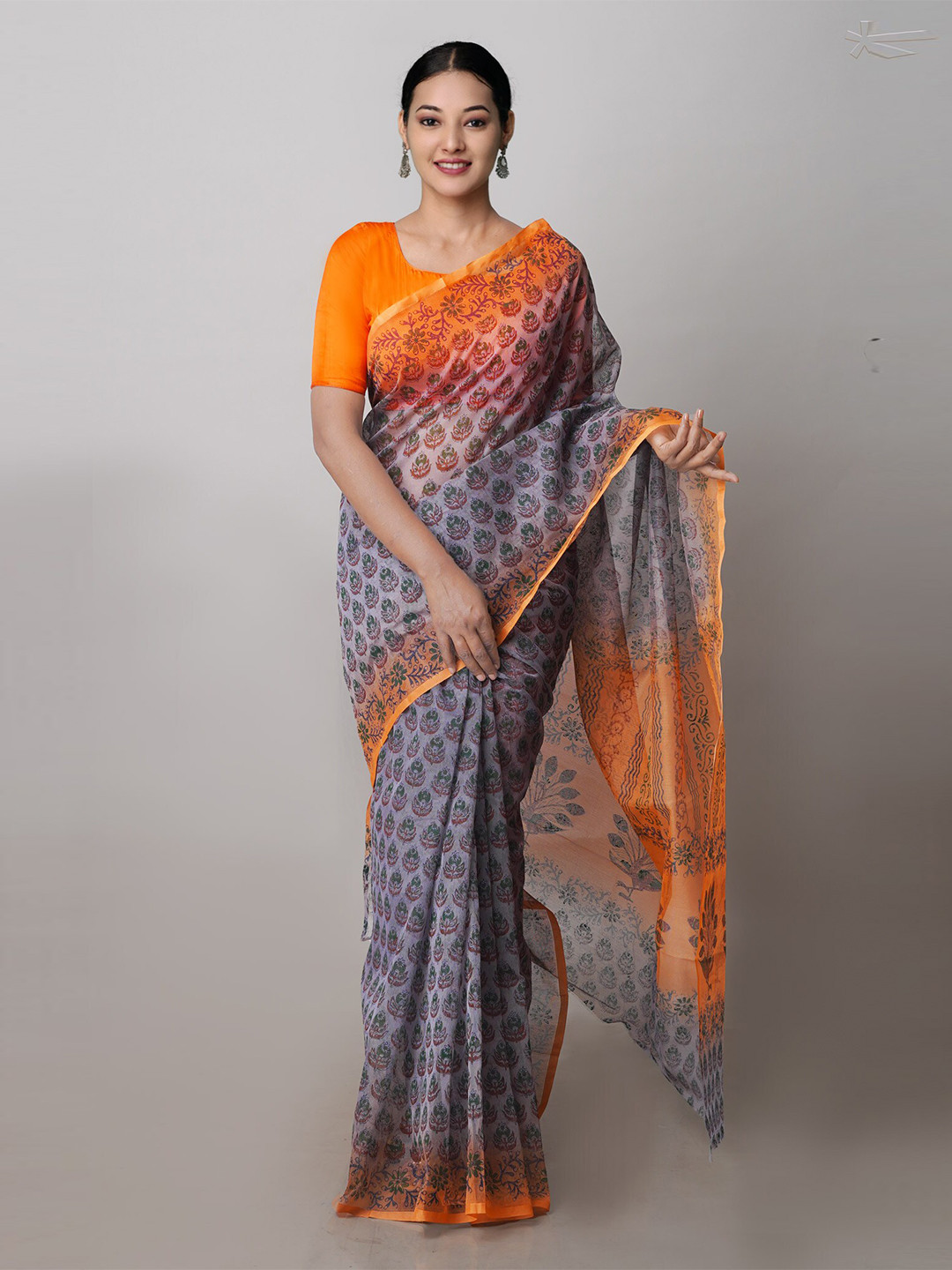 Unnati Silks Floral Supernet Block Print Saree, Grey
Unnati Silks Floral Supernet Block Print Saree, Grey