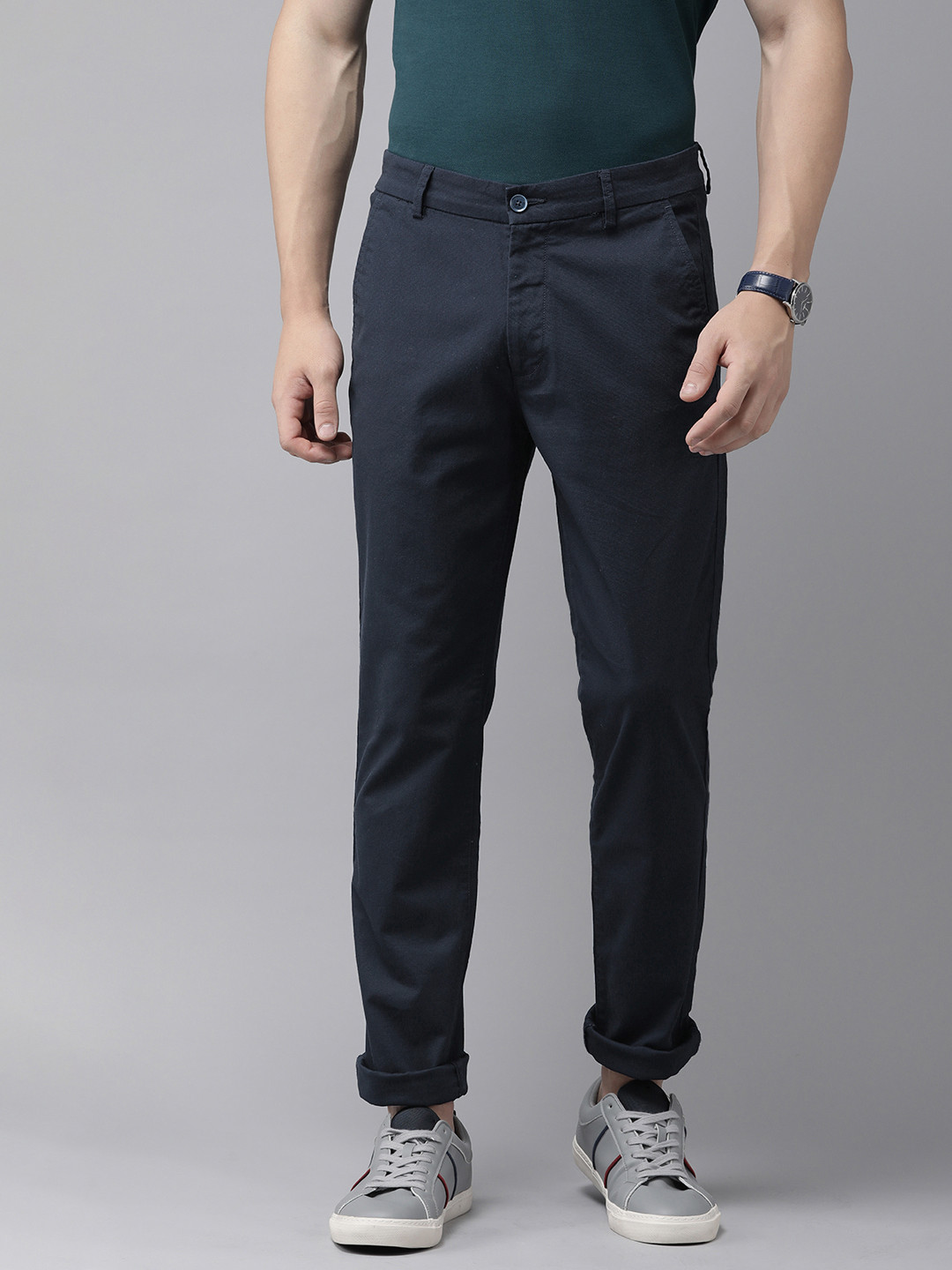 Arrow Sport Men Jackson Skinny Fit Low-Rise Trousers, Blue 
Arrow Sport Men Jackson Skinny Fit Low-Rise Trousers, Blue