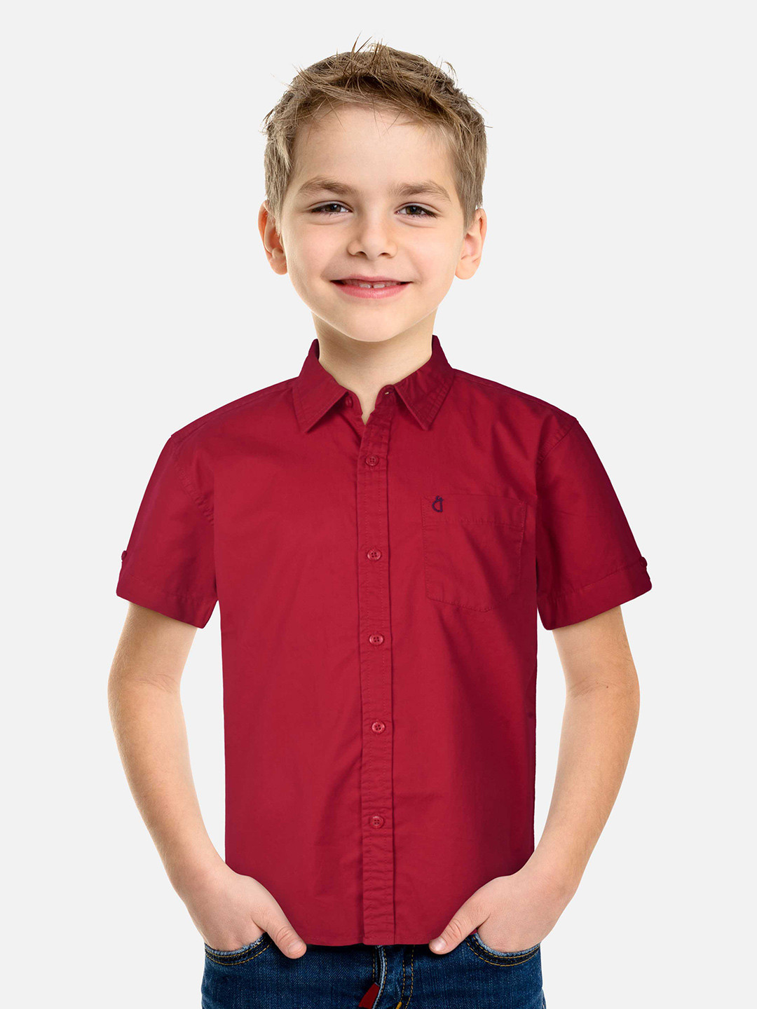 Gini and Jony Boys Spread Collar Cotton Casual Shirt, Red 
Gini and Jony Boys Spread Collar Cotton Casual Shirt, Red
