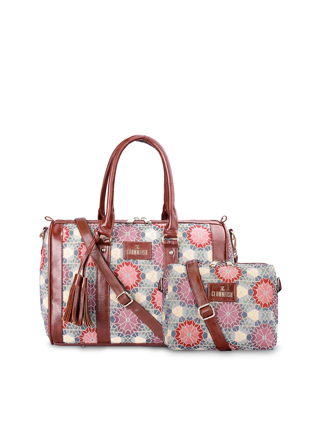 THE CLOWNFISH Adelina & Lorna Pack Of 2 Floral Printed Structured Handheld Bag With Tassel, Pink
THE CLOWNFISH Adelina & Lorna Pack Of 2 Floral Printed Structured Handheld Bag With Tassel, Pink