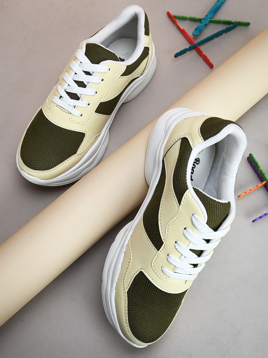 Roadster Women Olive & Yellow Colourblocked Lightweight Padded Insole Basics Sneakers
Roadster Women Olive & Yellow Colourblocked Lightweight Padded Insole Basics Sneakers