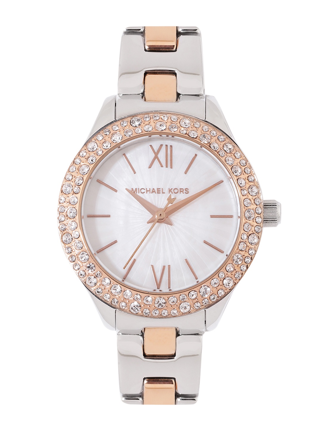 Michael Kors Women Patterned Dial Stainless Steel Bracelet Style Analogue Watch MK4559, White
Michael Kors Women Patterned Dial Stainless Steel Bracelet Style Analogue Watch MK4559, White