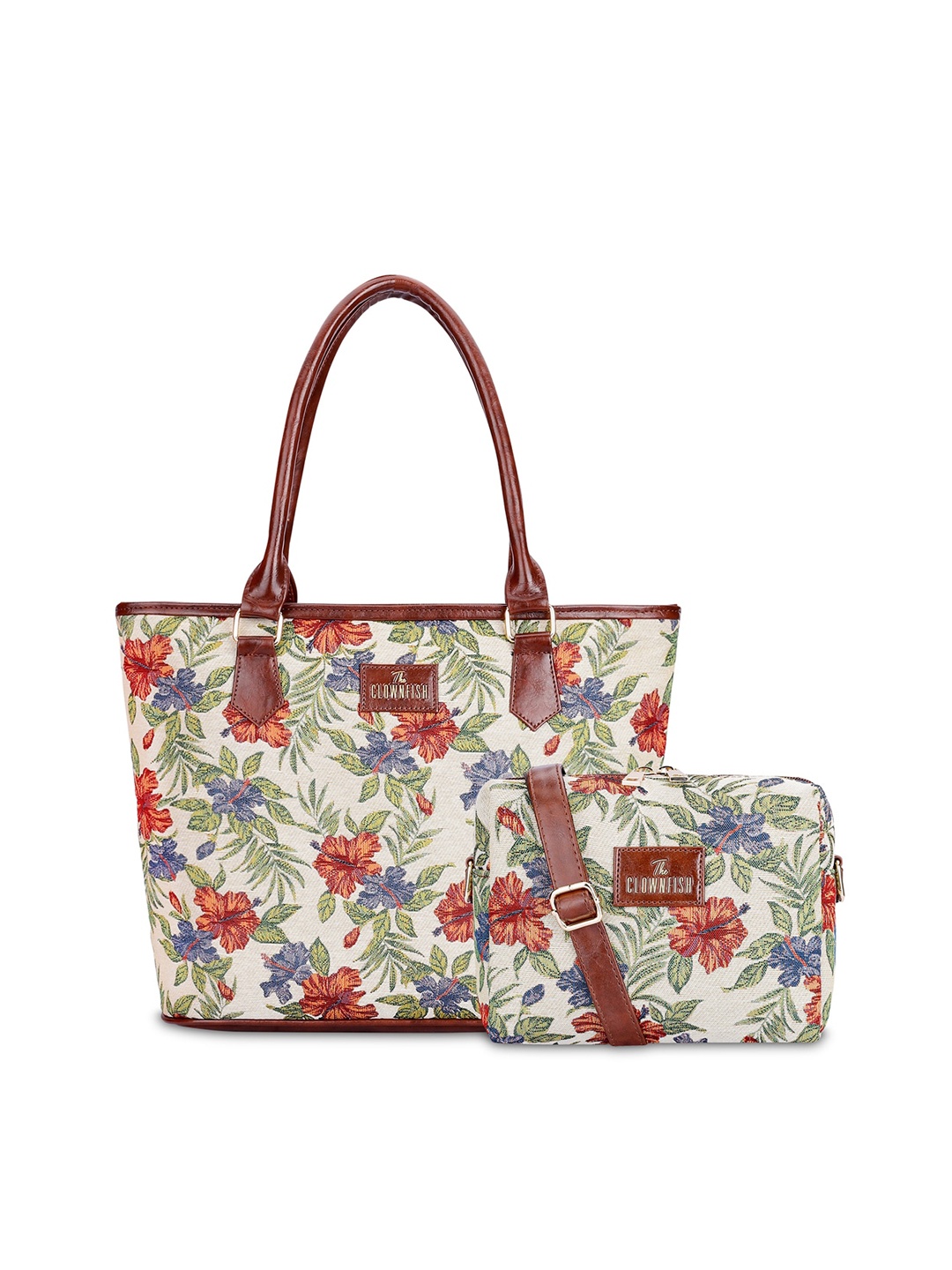 THE CLOWNFISH Adelina and Justina Floral Embroidered Leather Sling Bag and Handbag, Maroon
THE CLOWNFISH Adelina and Justina Floral Embroidered Leather Sling Bag and Handbag, Maroon