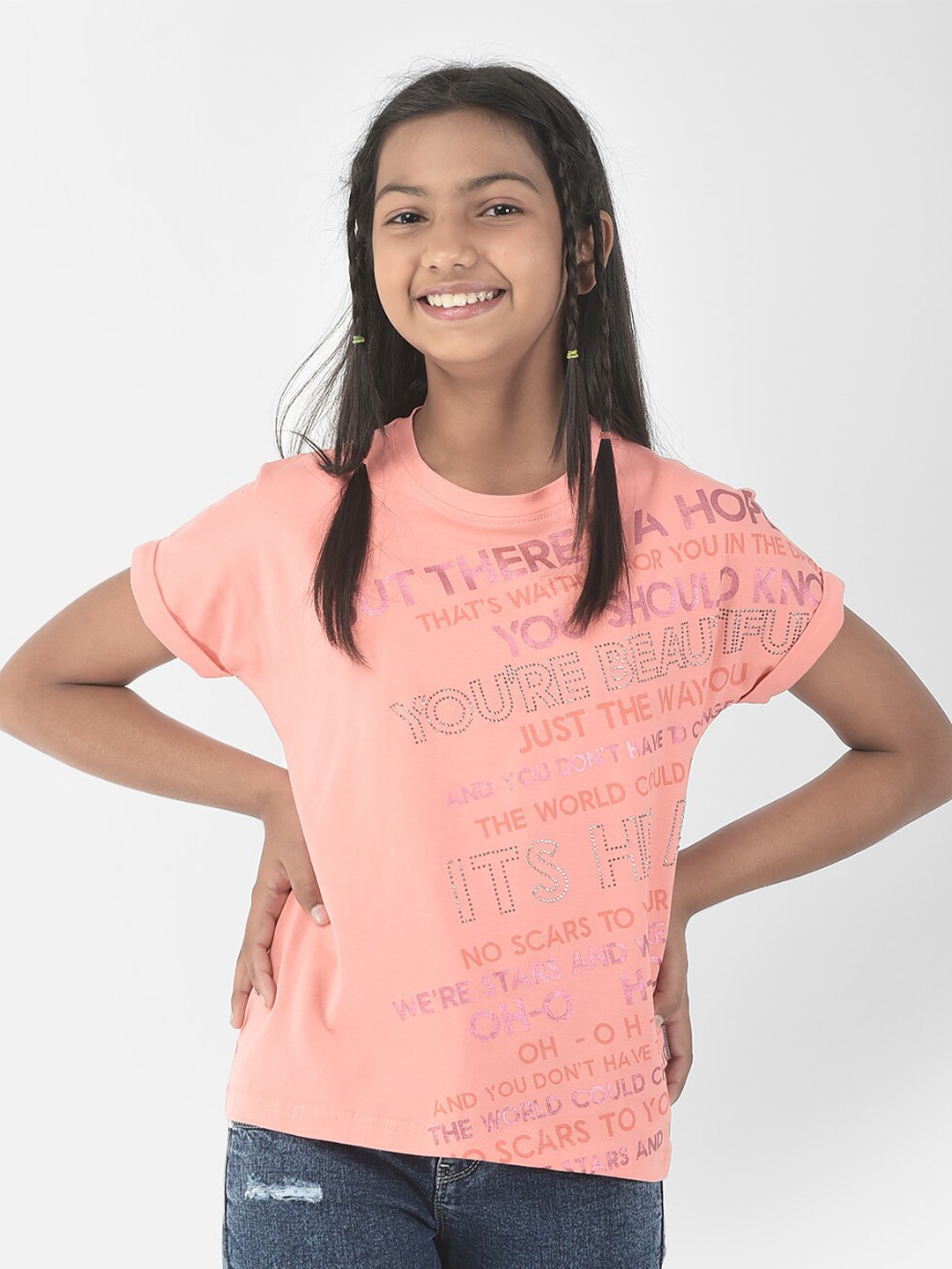 Crimsoune Club Girls Typography Printed Extended Sleeves Casual Cotton T-shirt, Coral
Crimsoune Club Girls Typography Printed Extended Sleeves Casual Cotton T-shirt, Coral