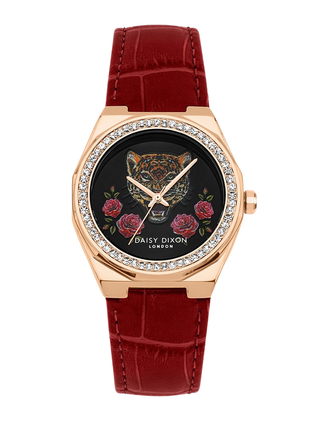 Daisy Dixon Women Leather Straps Analogue Watch D DD157RRG, Black