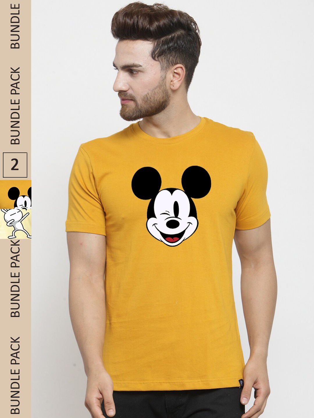 Friskers Pack Of 2 Mickey Mouse Printed Round Neck Short Sleeves Slim Fit Cotton T-shirt, Mustard
Friskers Pack Of 2 Mickey Mouse Printed Round Neck Short Sleeves Slim Fit Cotton T-shirt, Mustard
