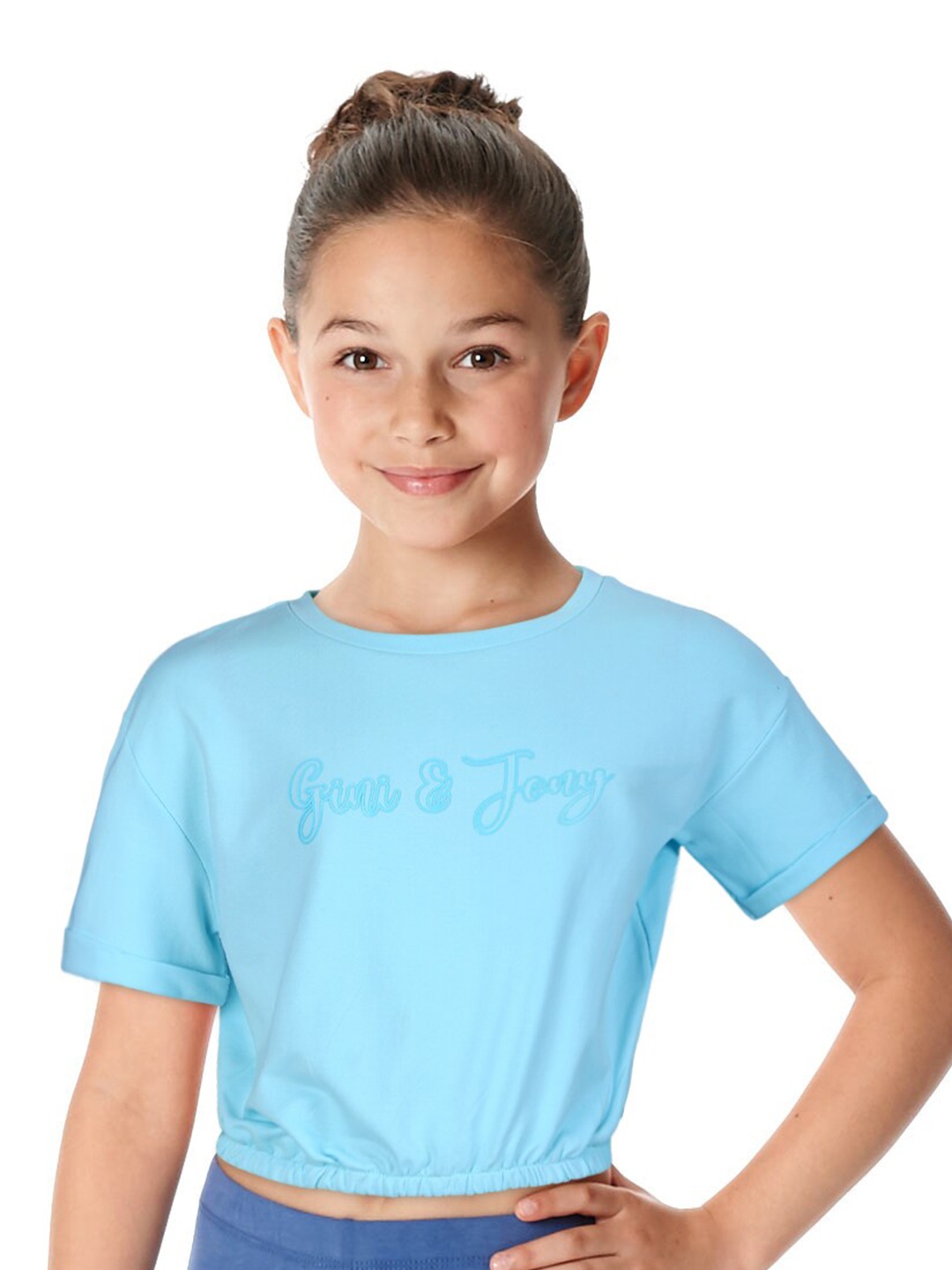 Gini and Jony Girls Cotton Blouson Top, Blue