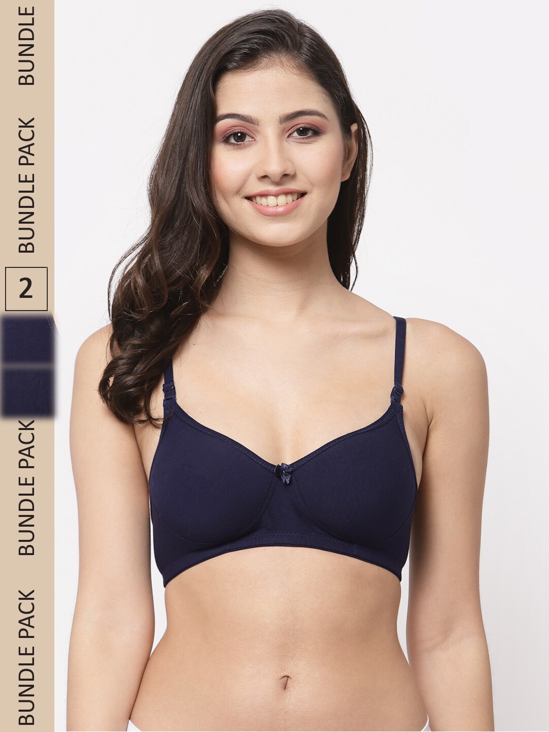 College Girl Pack Of 2 Full Coverage Lightly Padded Non-Wired Seamless Cotton T-Shirt Bra, Navy blue
College Girl Pack Of 2 Full Coverage Lightly Padded Non-Wired Seamless Cotton T-Shirt Bra, Navy blue