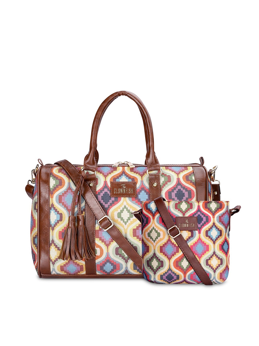 THE CLOWNFISH Lorna & Aahna Set Of 2 Printed Leather Water-Proof Sling Bag & Handheld Bag, Brown
THE CLOWNFISH Lorna & Aahna Set Of 2 Printed Leather Water-Proof Sling Bag & Handheld Bag, Brown