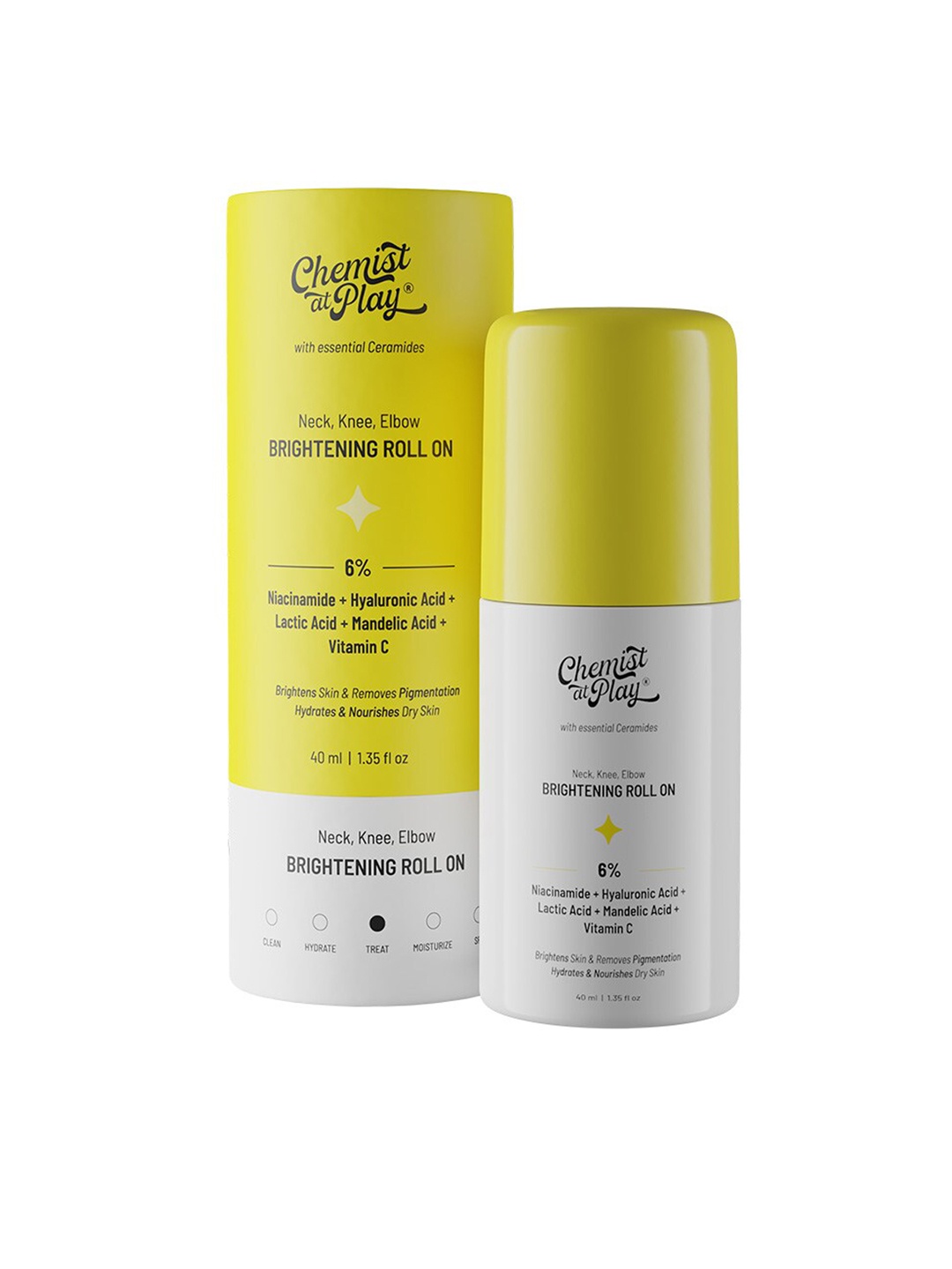 Chemist at Play Neck Knee & Elbow Brightening Roll On with Niacinamide - 40ml, Yellow
Chemist at Play Neck Knee & Elbow Brightening Roll On with Niacinamide - 40ml, Yellow